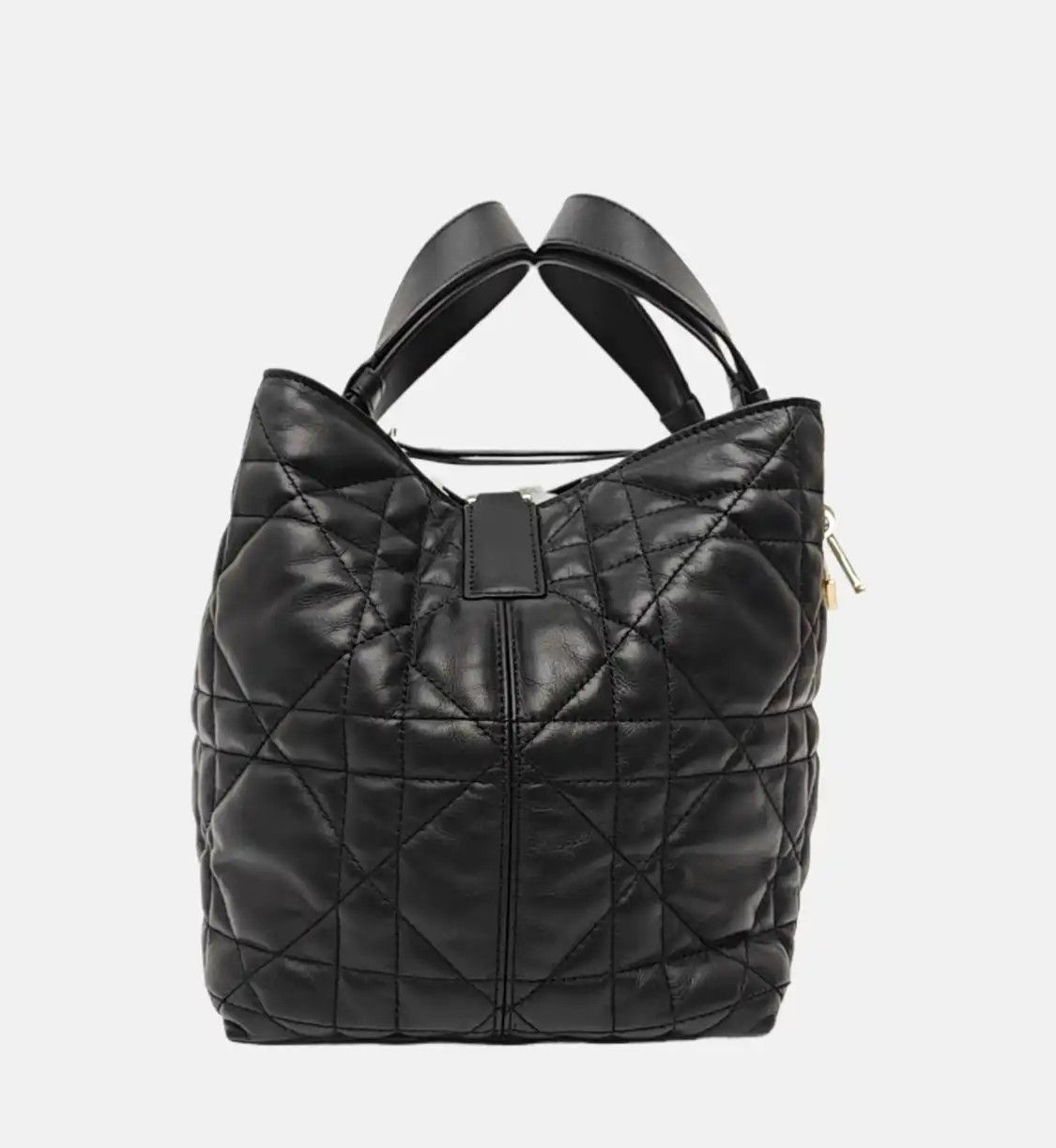 Dior DIOR Toujours Medium black cowhide leather rattan plaid quilted handbag shoulder Size ONE SIZE - 4 Thumbnail