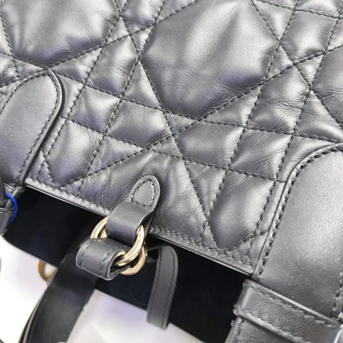 Dior DIOR Toujours Medium black cowhide leather rattan plaid quilted handbag shoulder Size ONE SIZE - 12 Thumbnail