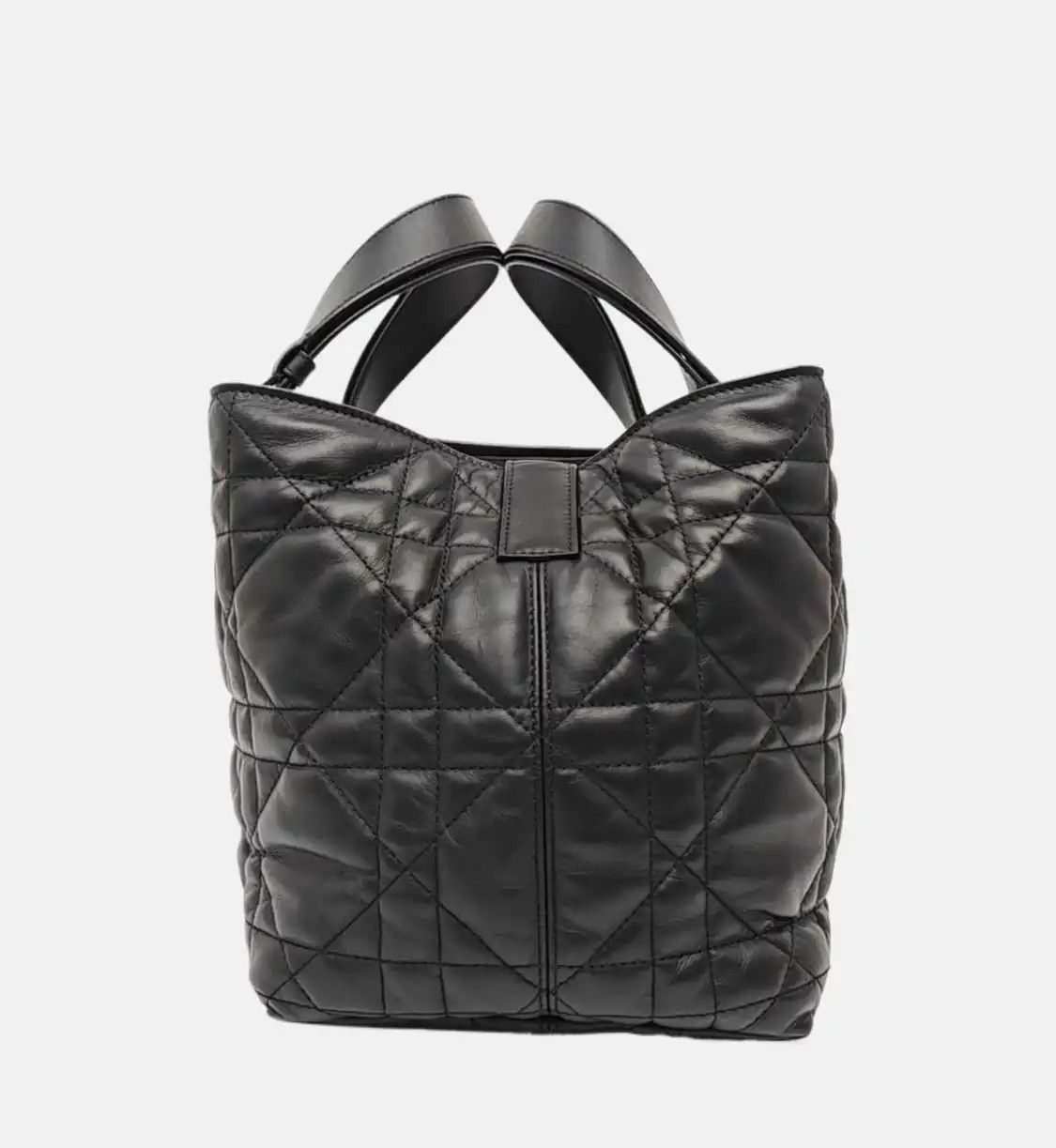Dior DIOR Toujours Medium black cowhide leather rattan plaid quilted handbag shoulder Size ONE SIZE - 3 Thumbnail