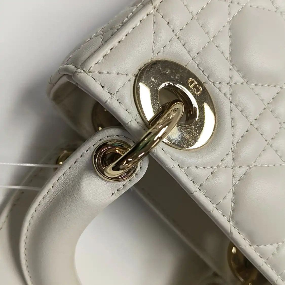 Dior DIOR Lady Dior mini white sheepskin rattan plaid quilted Lady mini shoulder bag Size ONE SIZE - 11 Thumbnail