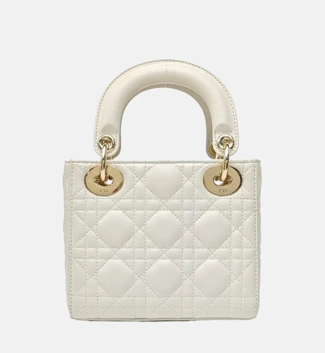 Dior DIOR Lady Dior mini white sheepskin rattan plaid quilted Lady mini shoulder bag Size ONE SIZE - 5 Thumbnail