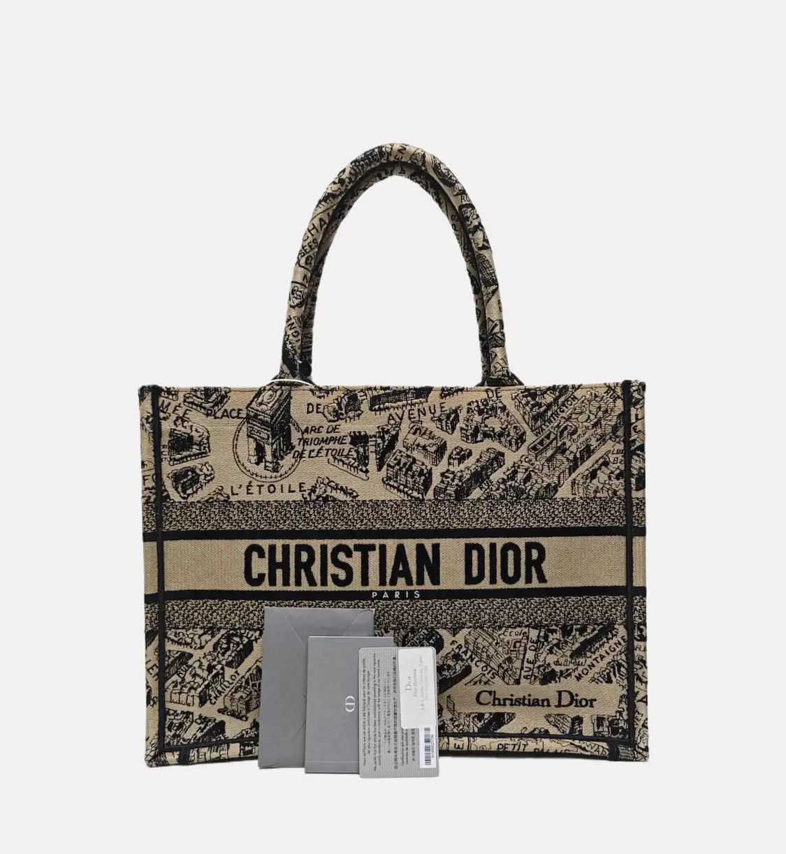Dior DIOR Book Tote Medium grey brown canvas embroidery handbag Size ONE SIZE - 8 Thumbnail