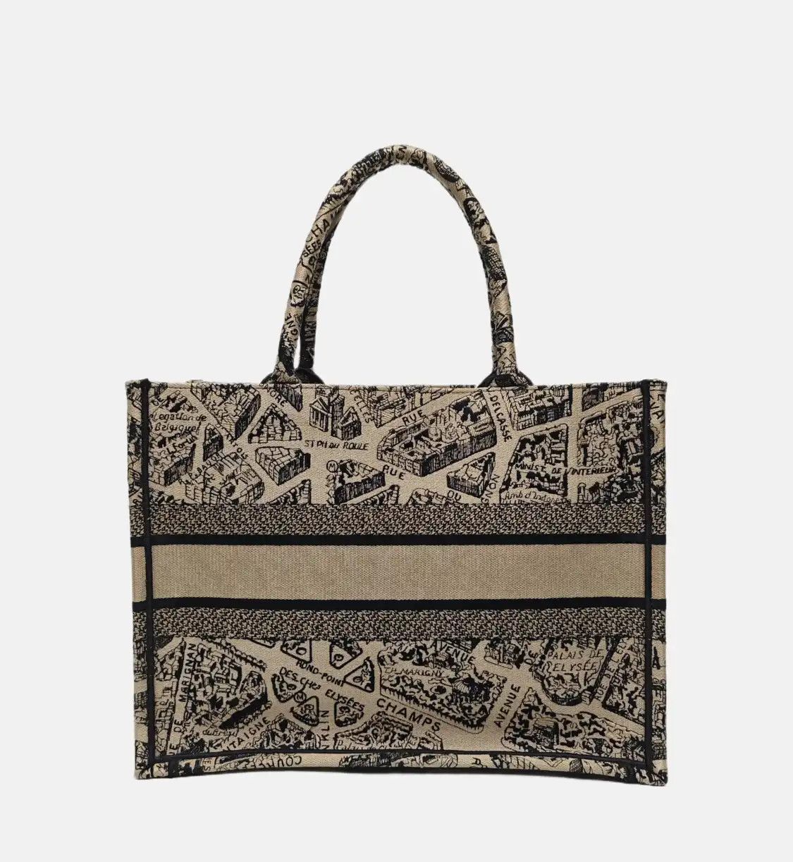 Dior DIOR Book Tote Medium grey brown canvas embroidery handbag Size ONE SIZE - 5 Thumbnail