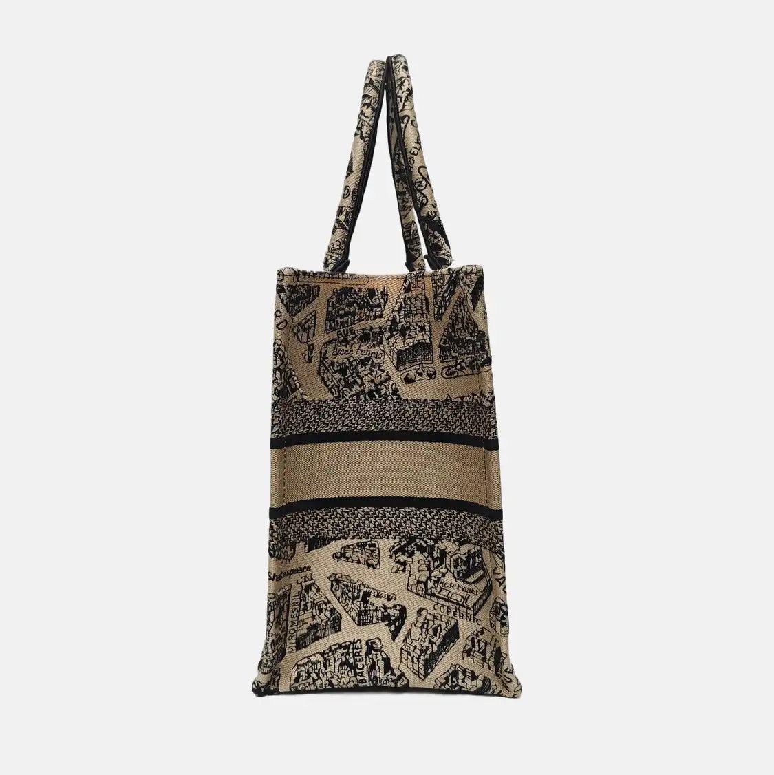 Dior DIOR Book Tote Medium grey brown canvas embroidery handbag Size ONE SIZE - 4 Thumbnail