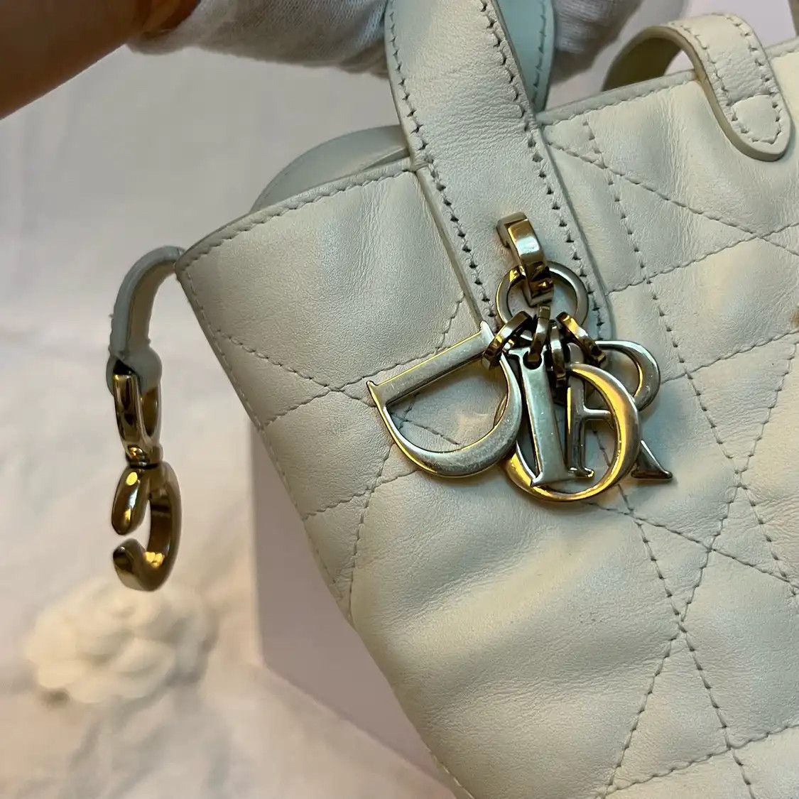 Dior DIOR Toujours Nano creamcowhide leather rattan plaid quilted crossbody bag Size ONE SIZE - 10 Thumbnail