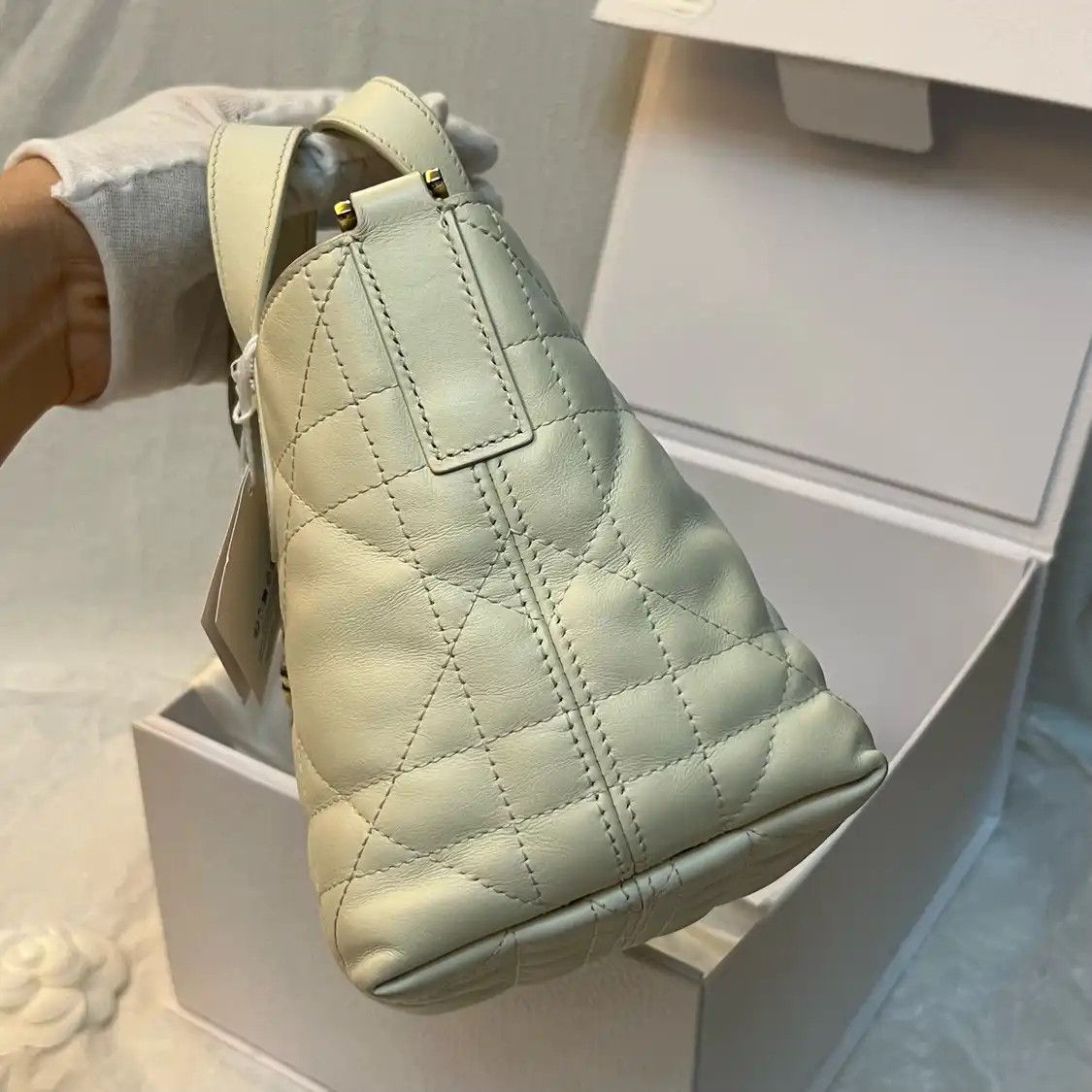 Dior DIOR Toujours Nano creamcowhide leather rattan plaid quilted crossbody bag Size ONE SIZE - 3 Thumbnail