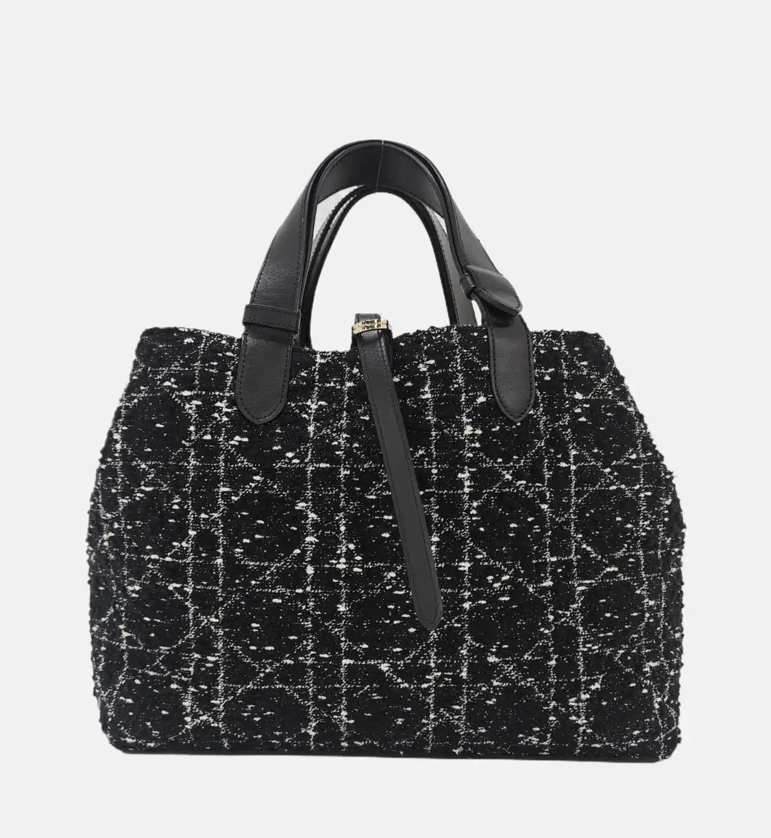 Dior DIOR Toujours Medium black fabric rattan plaid quilted handbag shoulder bag gold Size ONE SIZE - 5 Thumbnail