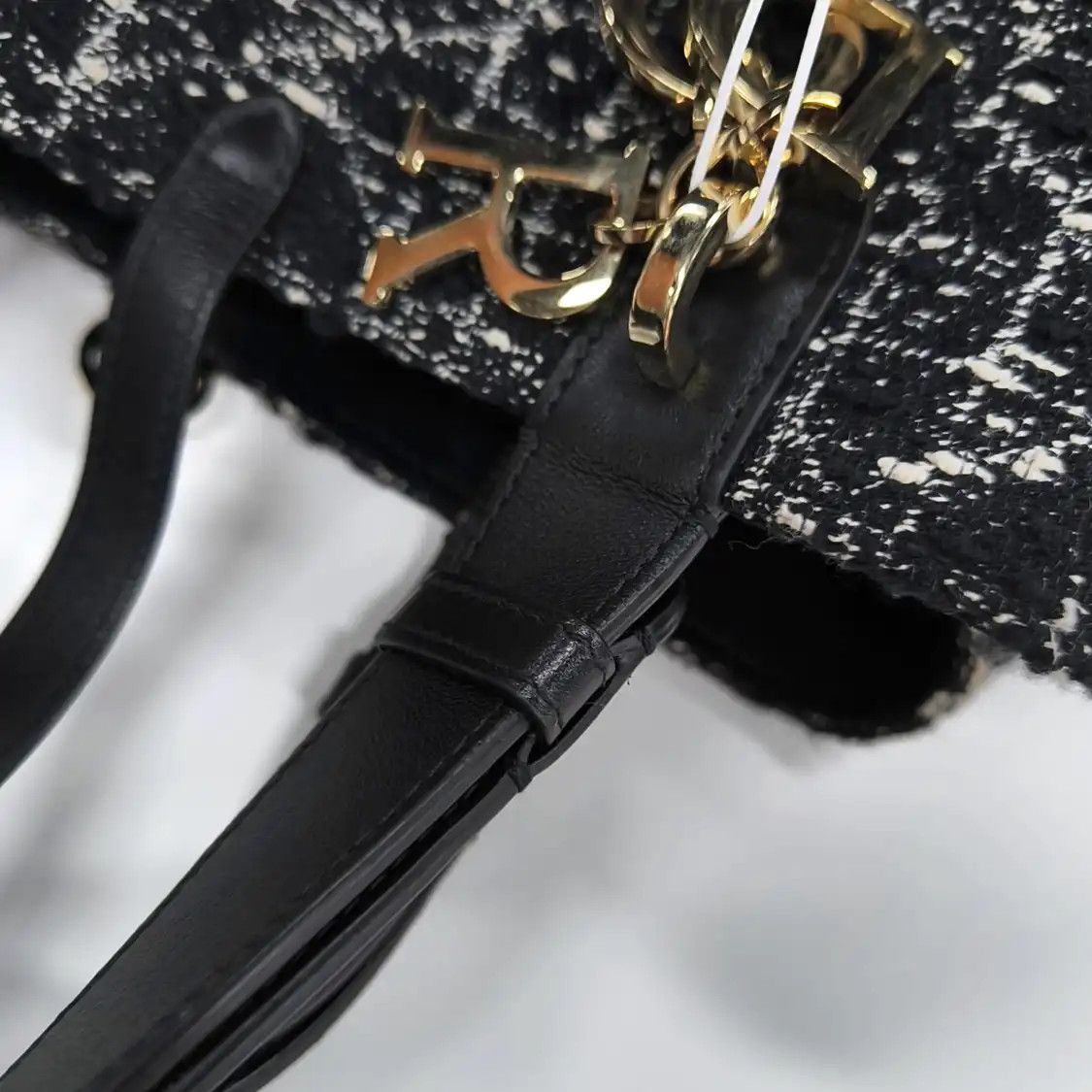Dior DIOR Toujours Medium black fabric rattan plaid quilted handbag shoulder bag gold Size ONE SIZE - 11 Thumbnail