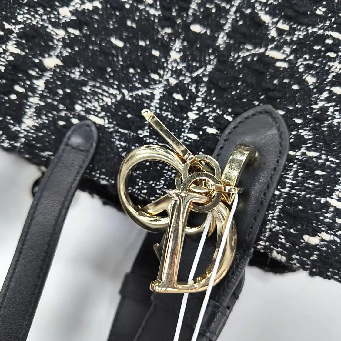 Dior DIOR Toujours Medium black fabric rattan plaid quilted handbag shoulder bag gold Size ONE SIZE - 9 Thumbnail