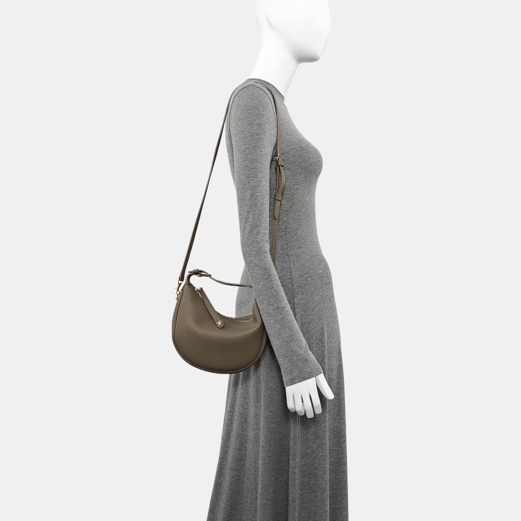 Celine CELINE Lulu Teen Pebbled Leather Shoulder Bag Gray Size ONE SIZE - 2 Thumbnail