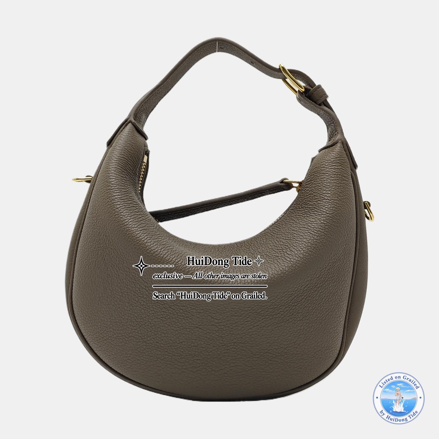 Celine CELINE Lulu Teen Pebbled Leather Shoulder Bag Gray Size ONE SIZE - 4 Thumbnail