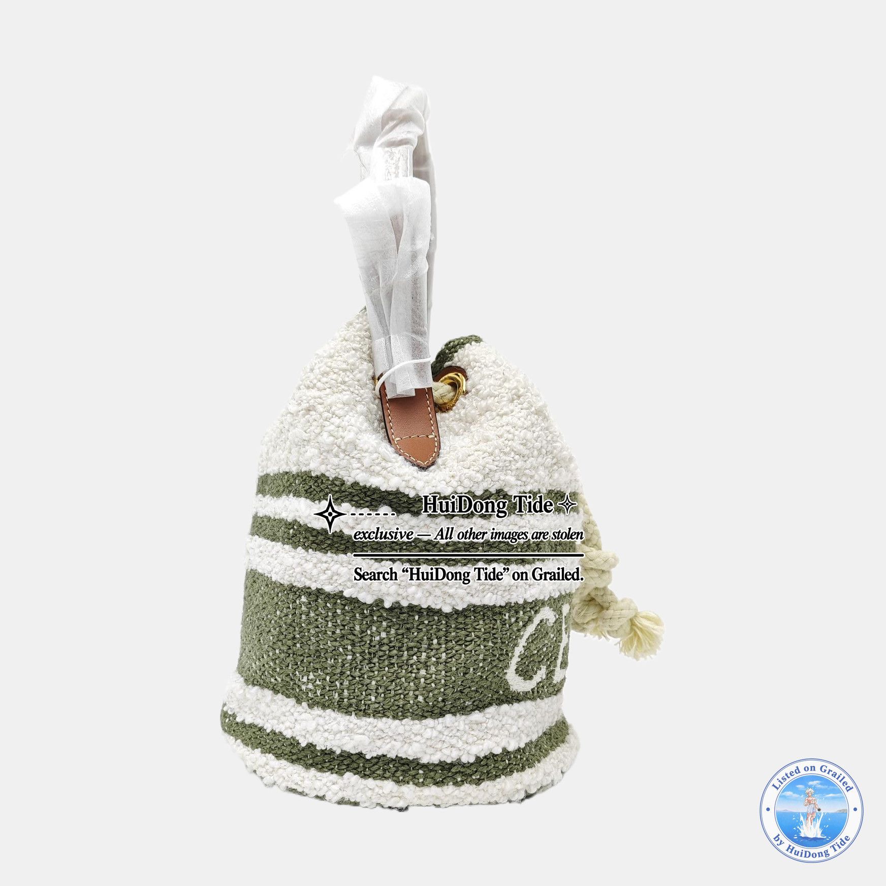Celine CELINE Striped Woven Fabric Bucket Bag ONE SIZE Size ONE SIZE - 4 Thumbnail