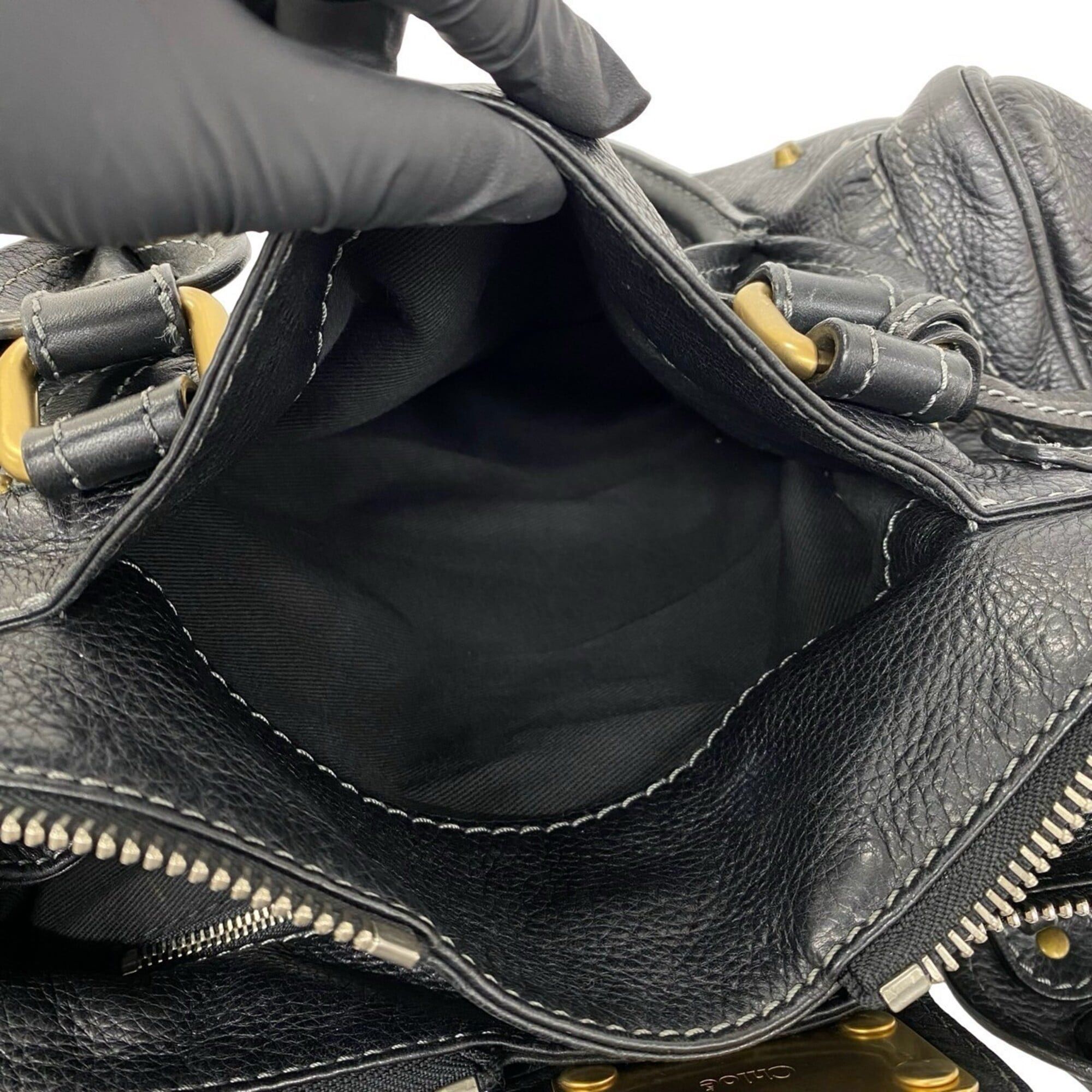 Chloe Chloé Chloe Vintage Paddington Leather Handbag Boston Bag Black 67695 Size ONE SIZE - 10 Thumbnail