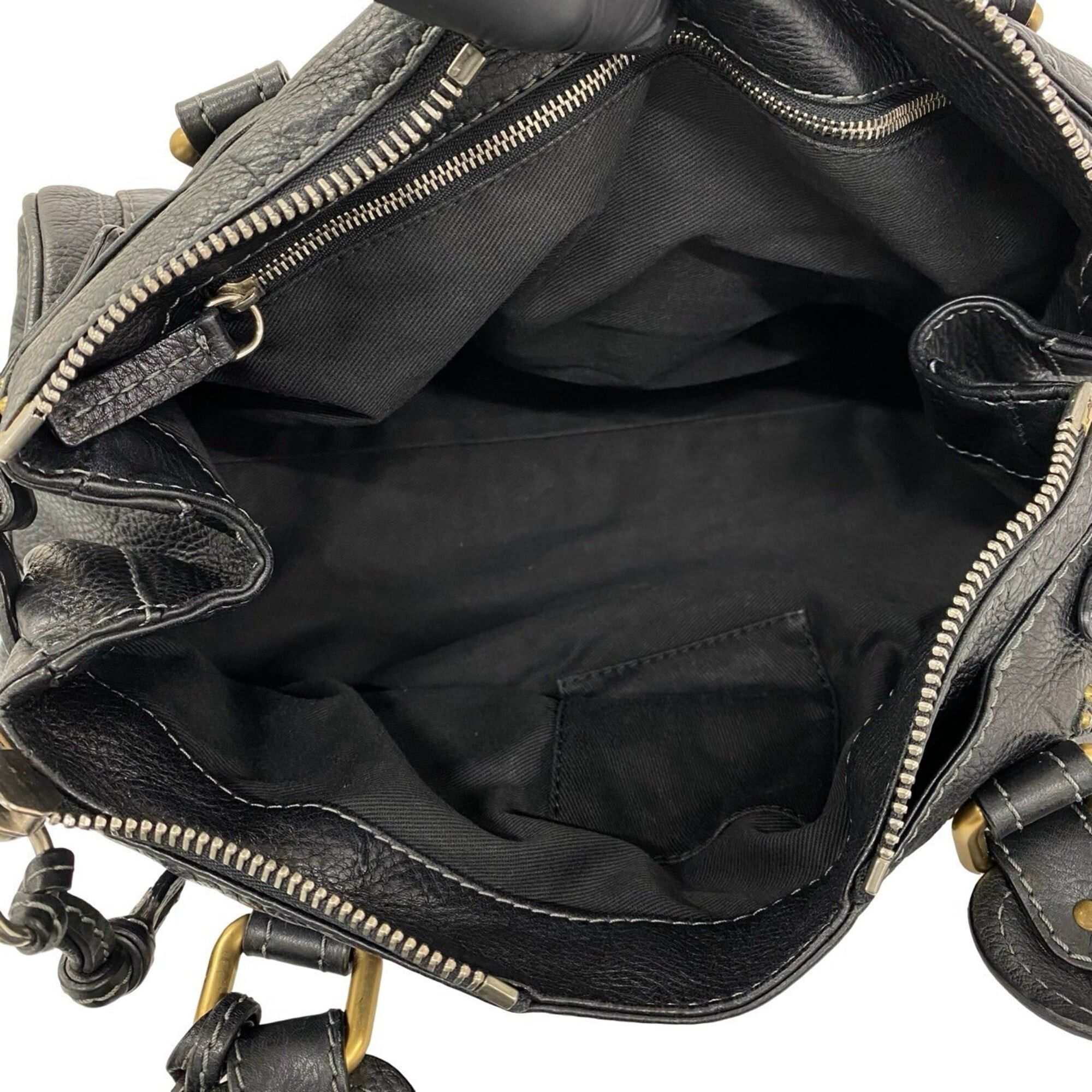 Chloe Chloé Chloe Vintage Paddington Leather Handbag Boston Bag Black 67695 Size ONE SIZE - 9 Thumbnail