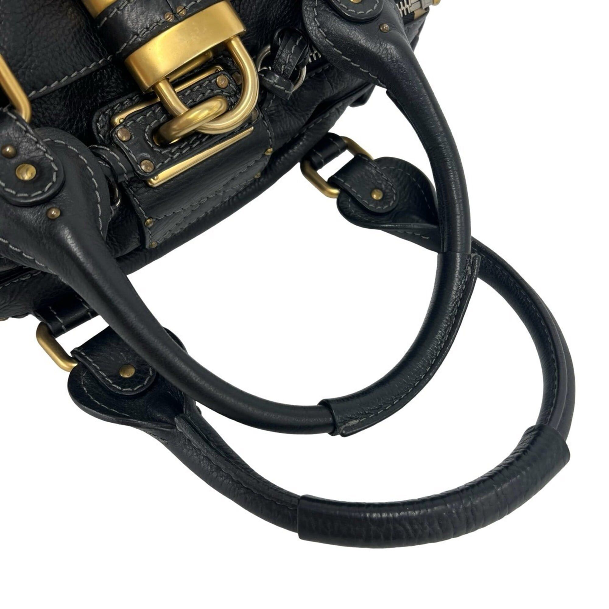 Chloe Chloé Chloe Vintage Paddington Leather Handbag Boston Bag Black 67695 Size ONE SIZE - 4 Thumbnail