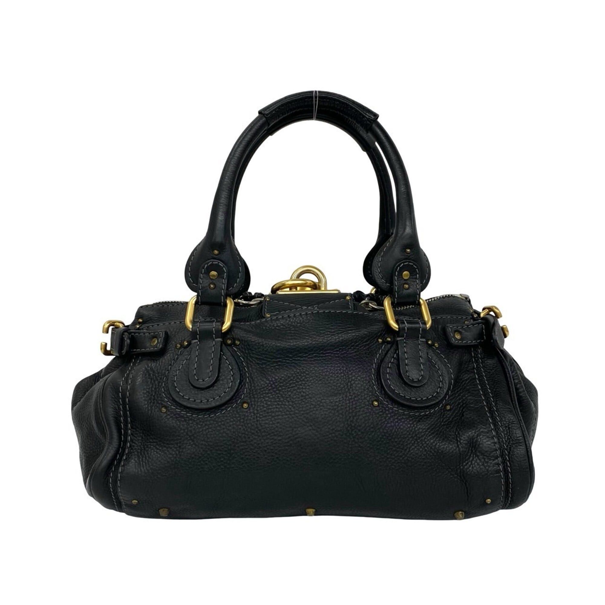Chloe Chloé Chloe Vintage Paddington Leather Handbag Boston Bag Black 67695 Size ONE SIZE - 3 Thumbnail