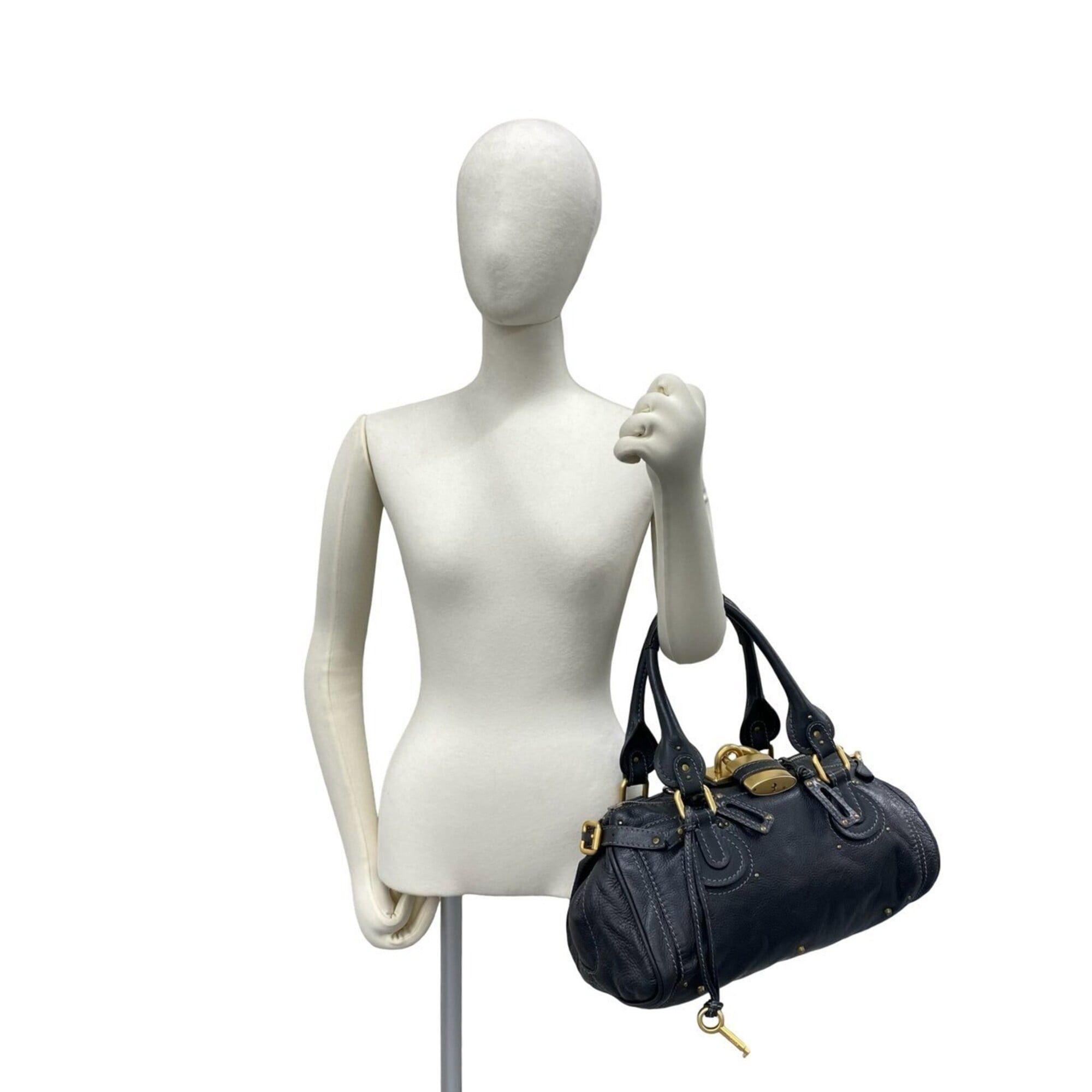 Chloe Chloé Chloe Vintage Paddington Leather Handbag Boston Bag Black 67695 Size ONE SIZE - 2 Thumbnail