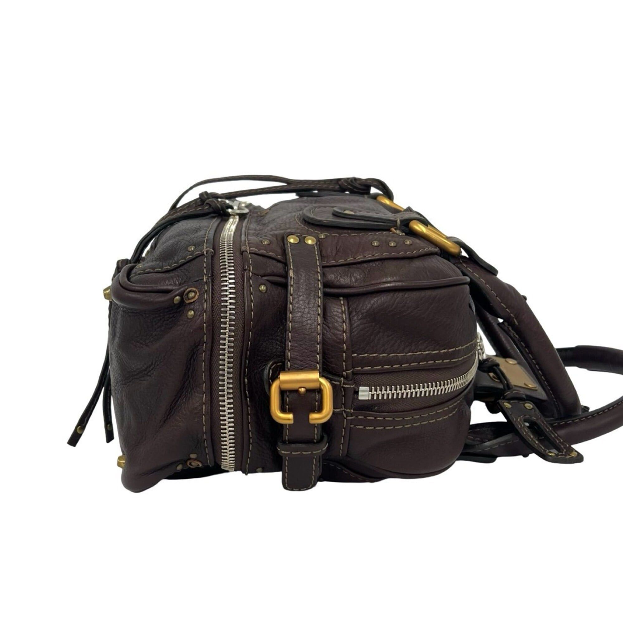 Chloe Chloé Chloe Paddington Boston Bag, Logo Hardware, Leather, Genuine Handbag, Travel Brown, b94-7 Size ONE SIZE - 6 Thumbnail