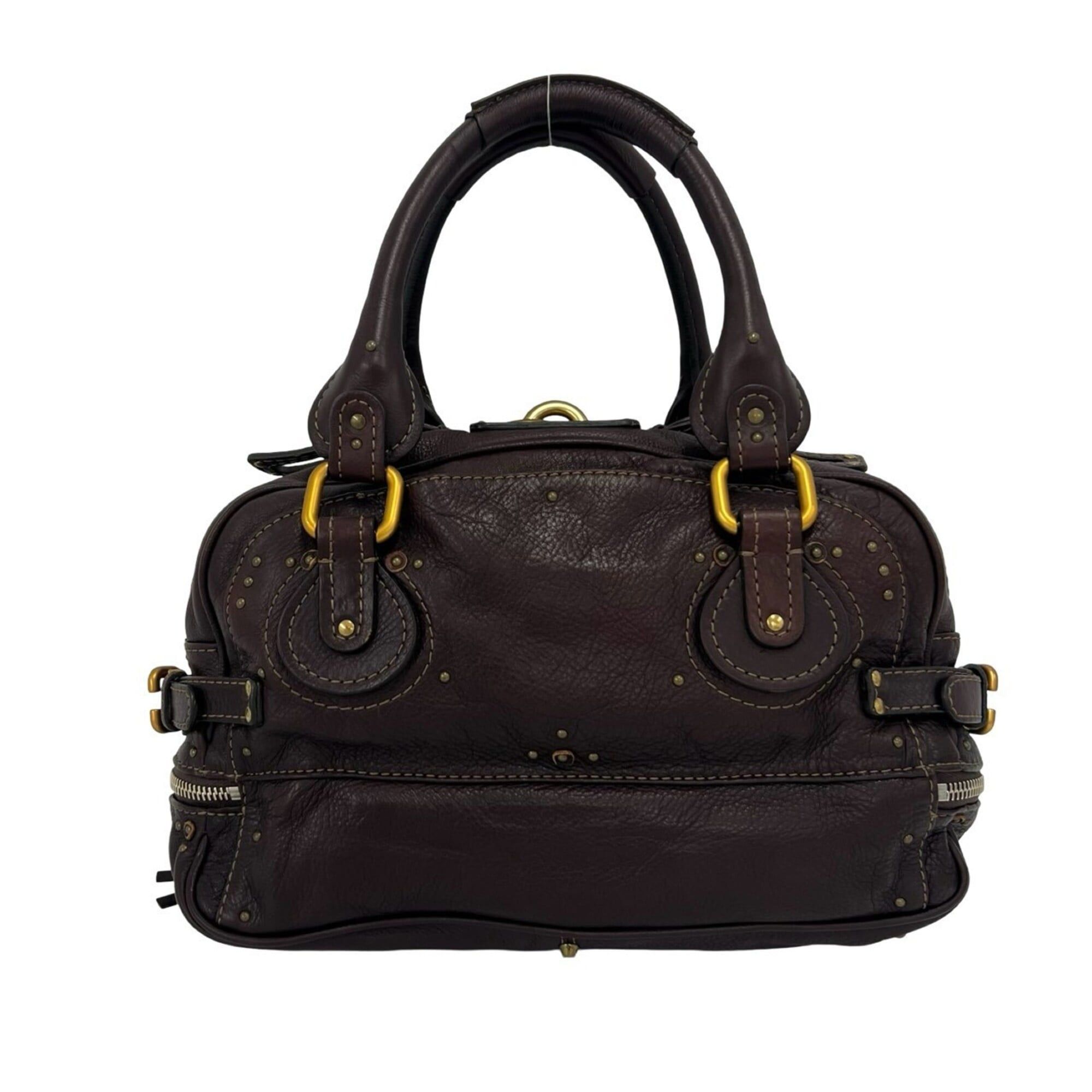 Chloe Chloé Chloe Paddington Boston Bag, Logo Hardware, Leather, Genuine Handbag, Travel Brown, b94-7 Size ONE SIZE - 3 Thumbnail