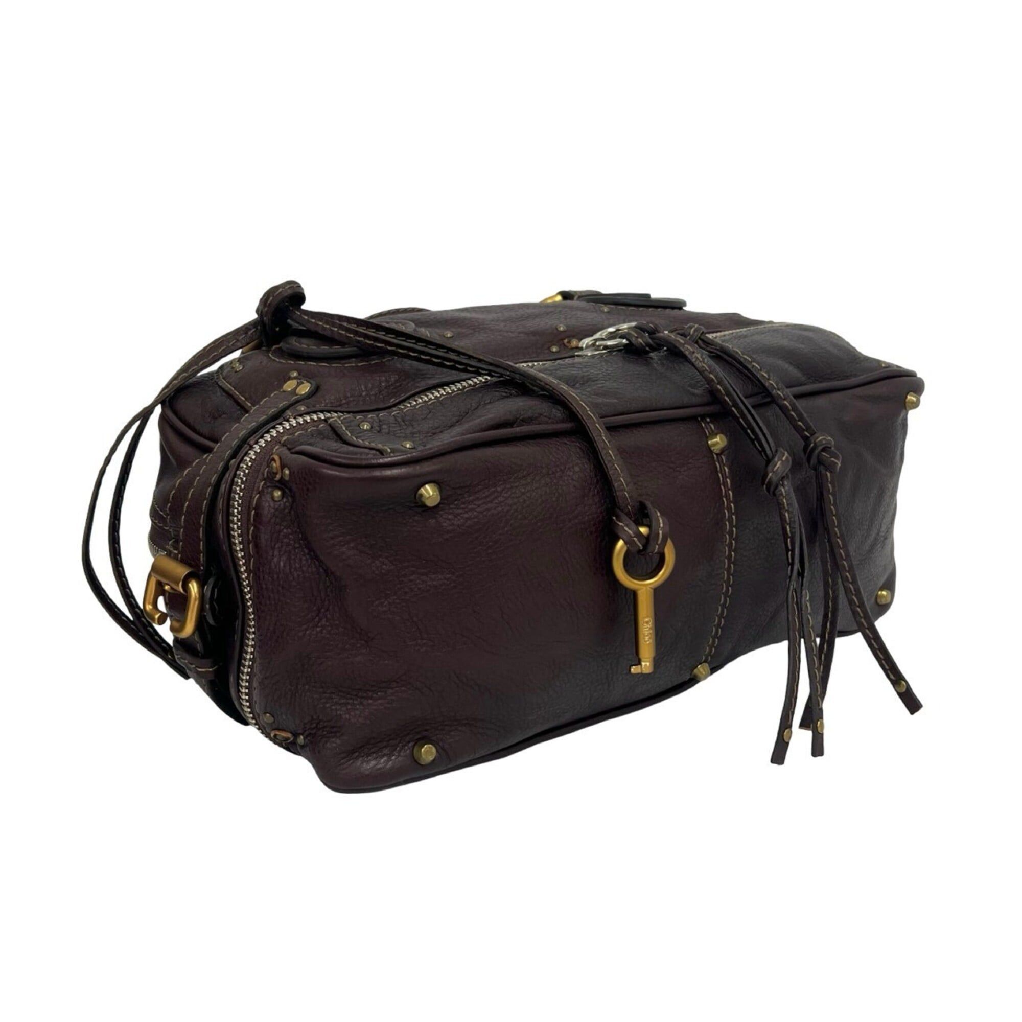 Chloe Chloé Chloe Paddington Boston Bag, Logo Hardware, Leather, Genuine Handbag, Travel Brown, b94-7 Size ONE SIZE - 7 Thumbnail