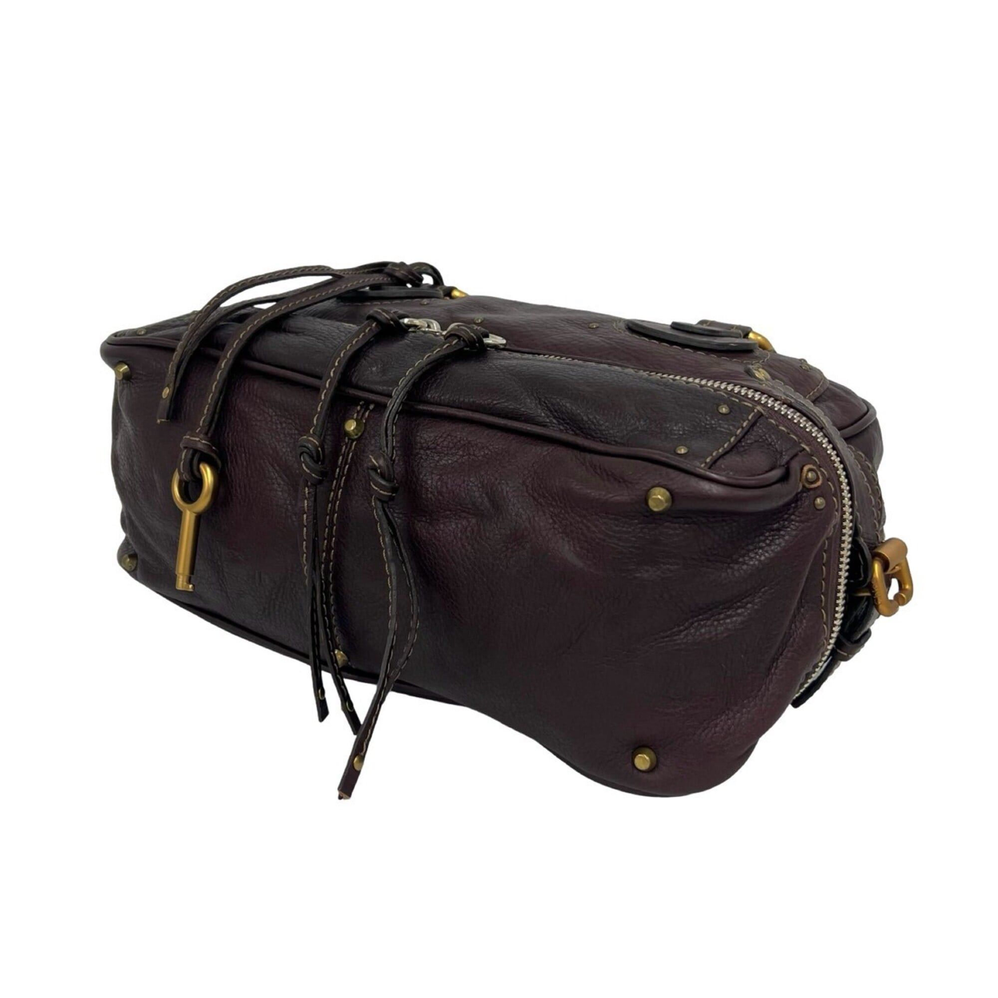 Chloe Chloé Chloe Paddington Boston Bag, Logo Hardware, Leather, Genuine Handbag, Travel Brown, b94-7 Size ONE SIZE - 8 Thumbnail