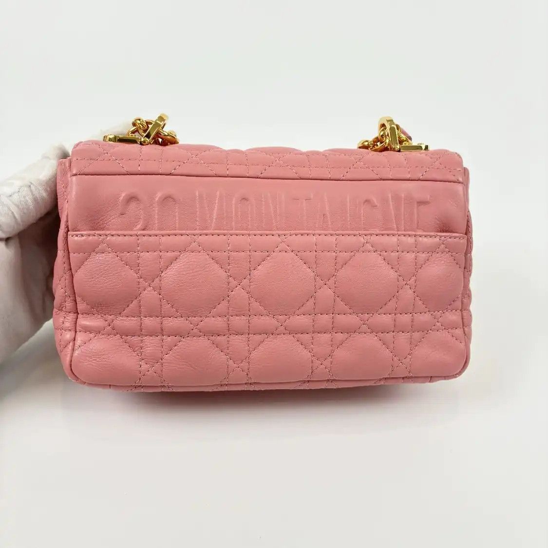 Dior DIOR Caro Small pink cowhide leather rattan plaid quilted flap bag chain bag sho Size ONE SIZE - 4 Thumbnail