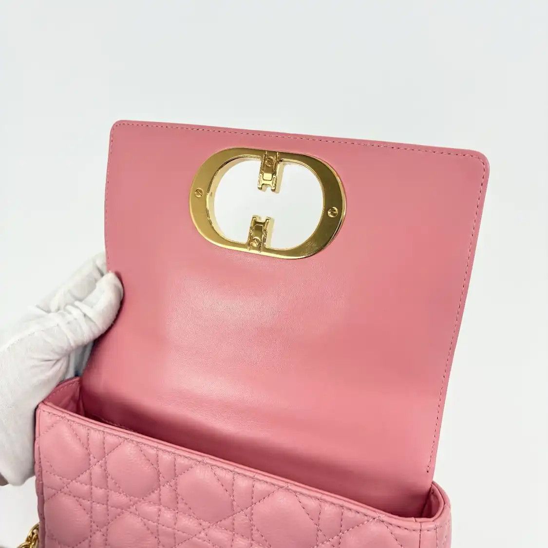 Dior DIOR Caro Small pink cowhide leather rattan plaid quilted flap bag chain bag sho Size ONE SIZE - 6 Thumbnail