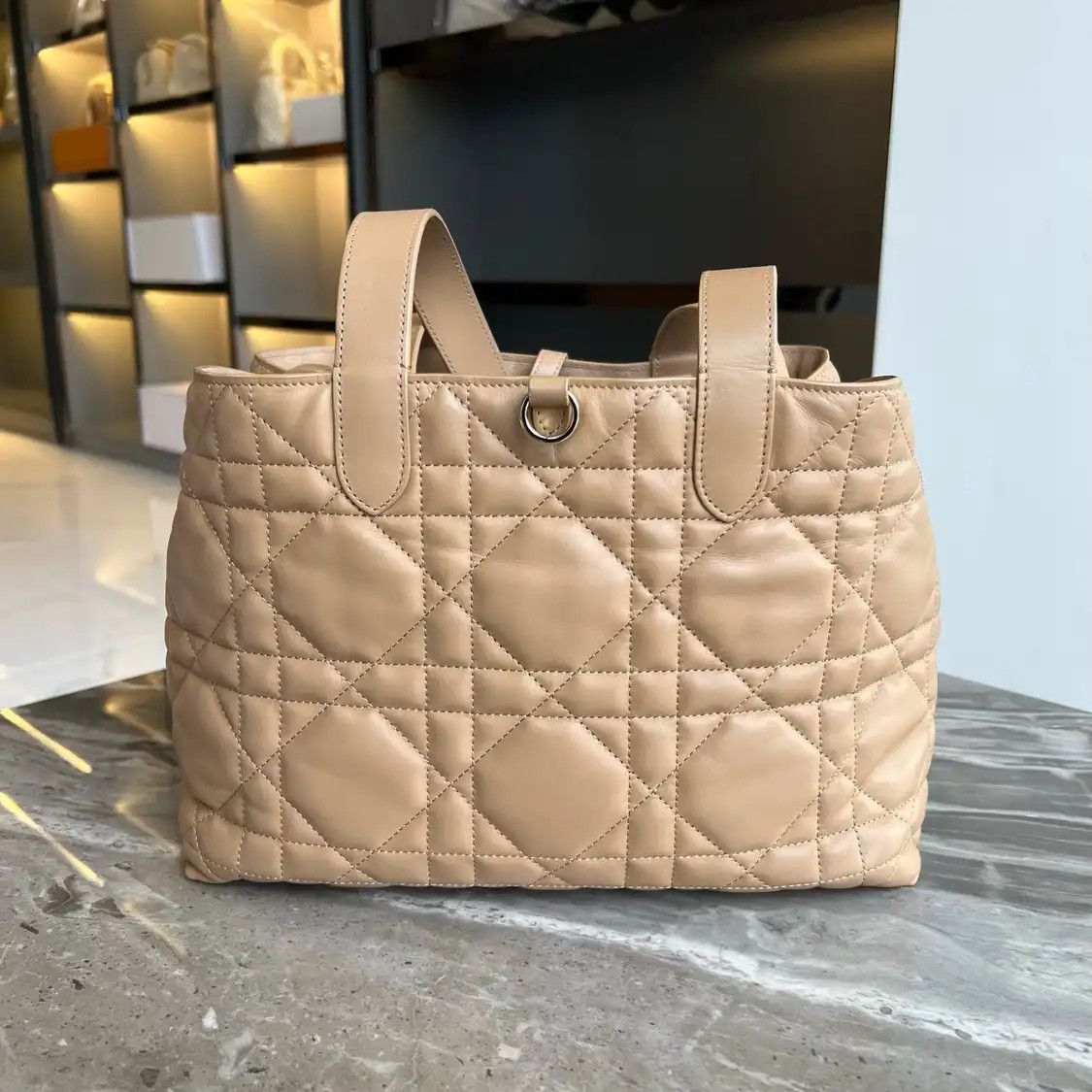 Dior DIOR Toujours Medium gold cowhide leather rattan plaid quilted handbag Size ONE SIZE - 3 Thumbnail