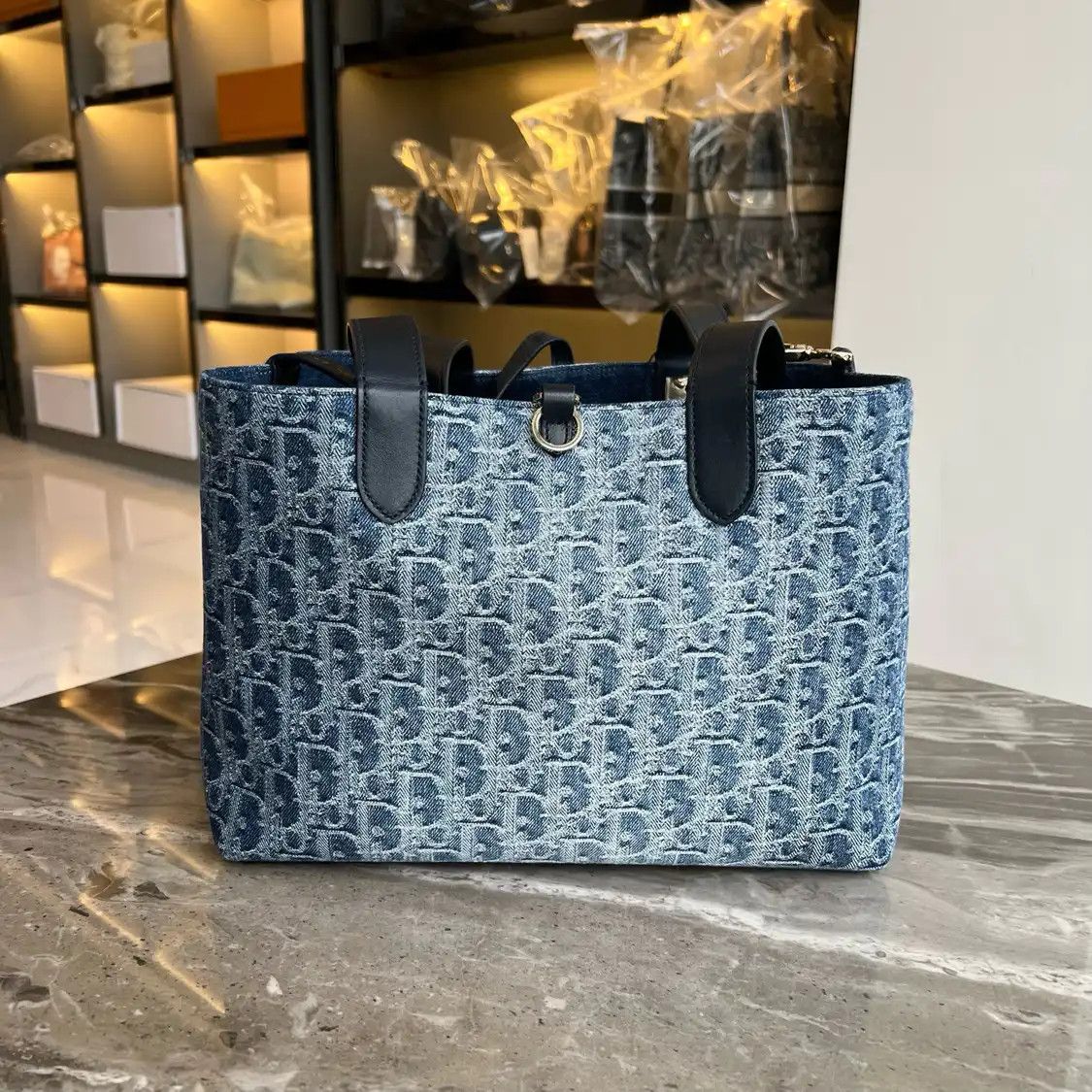 Dior DIOR Toujours Medium blue denim jacquard handbag Size ONE SIZE - 3 Thumbnail