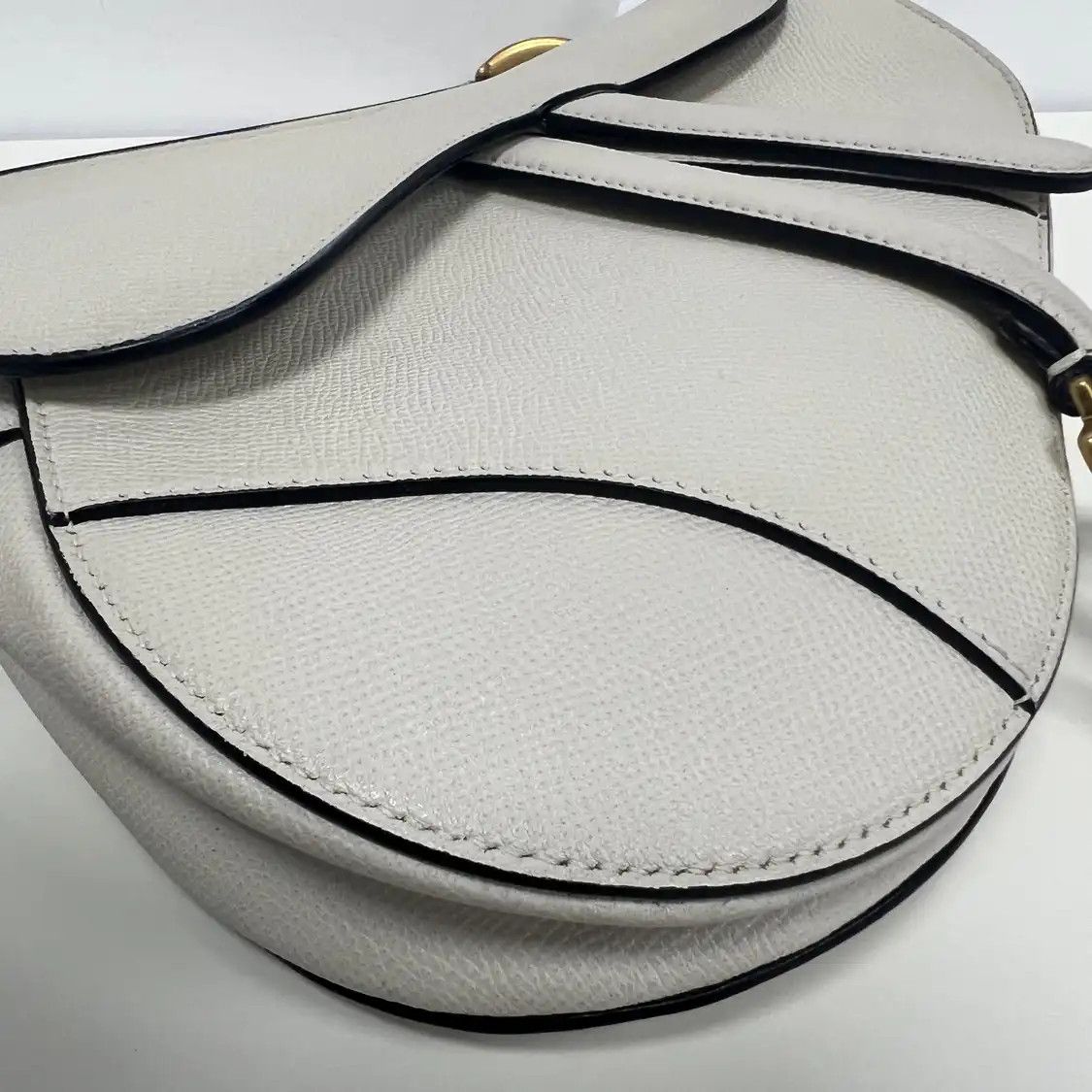 Dior DIOR Saddle Small white cowhide leather saddle bag shoulder bag gold hardware Size ONE SIZE - 2 Thumbnail