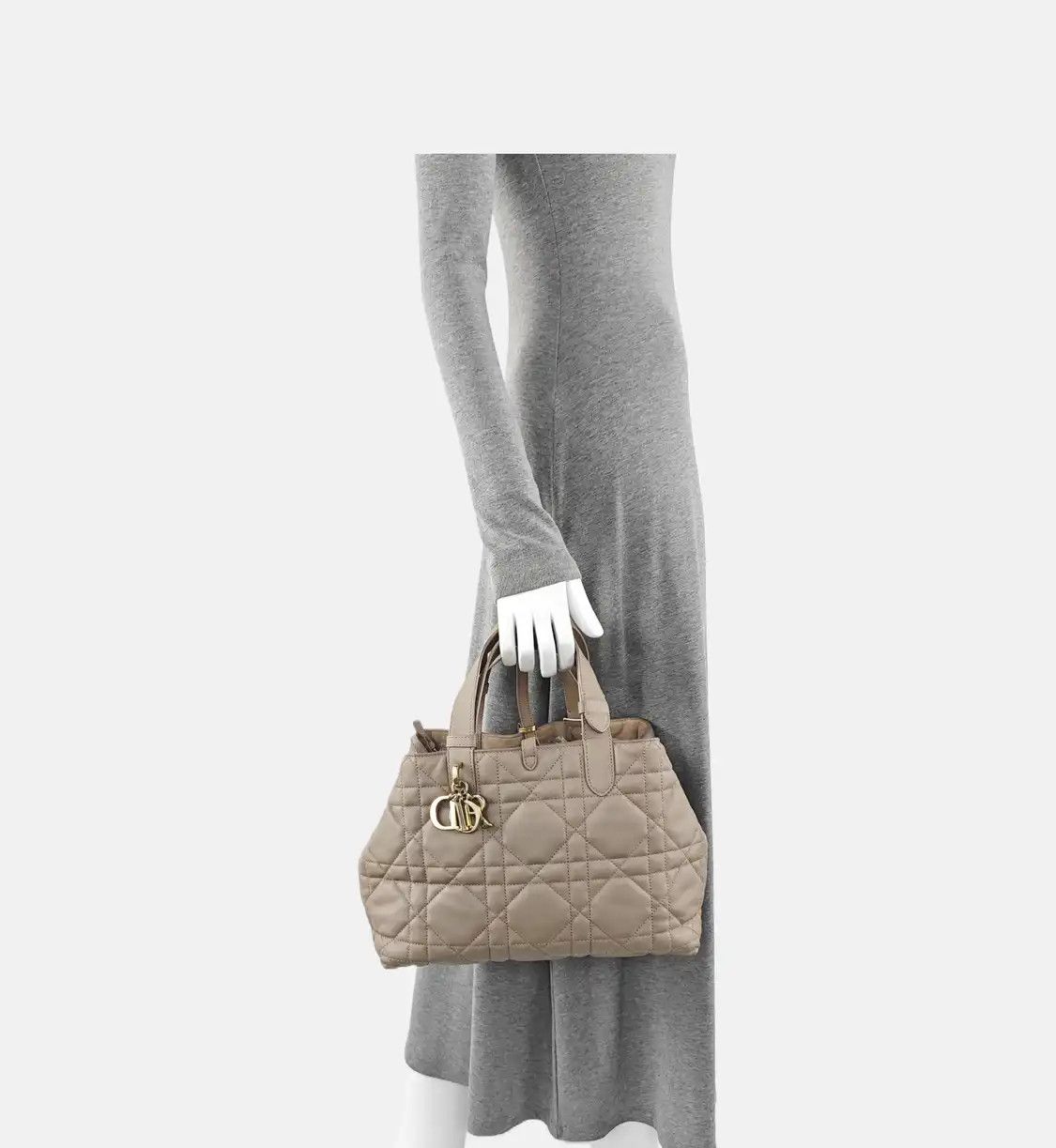Dior DIOR Toujours Medium khaki cowhide leather rattan plaid quilted handbag shoulder Size ONE SIZE - 2 Thumbnail