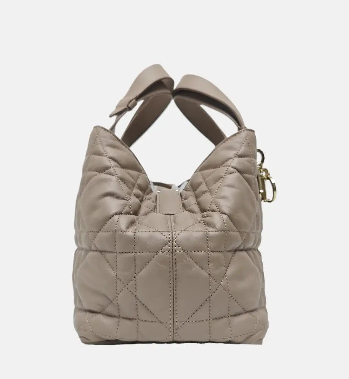 Dior DIOR Toujours Medium khaki cowhide leather rattan plaid quilted handbag shoulder Size ONE SIZE - 4 Thumbnail
