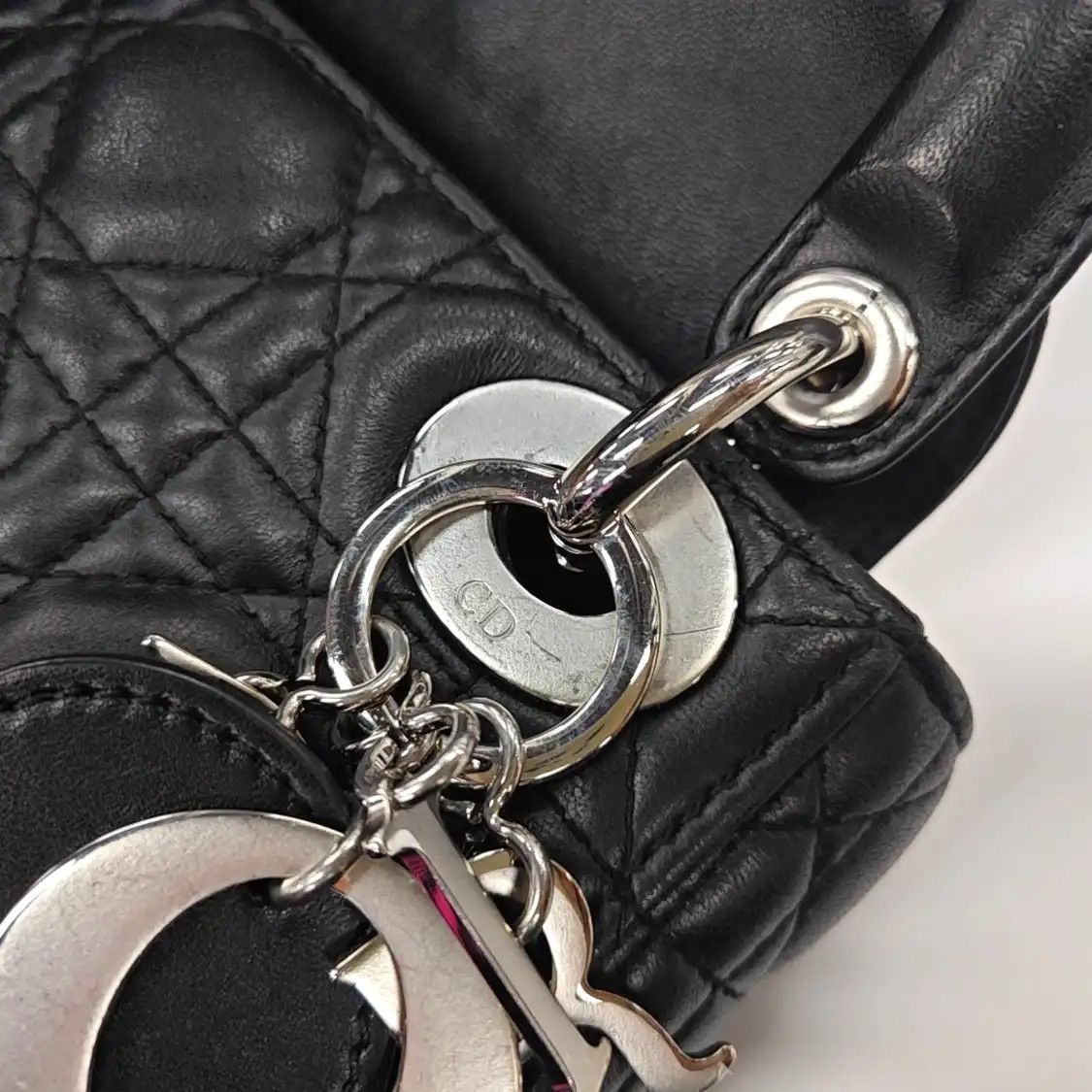 Dior DIOR Lady Dior black sheepskin rattan plaid quilted Lady mini shoulder bag handb Size ONE SIZE - 10 Thumbnail