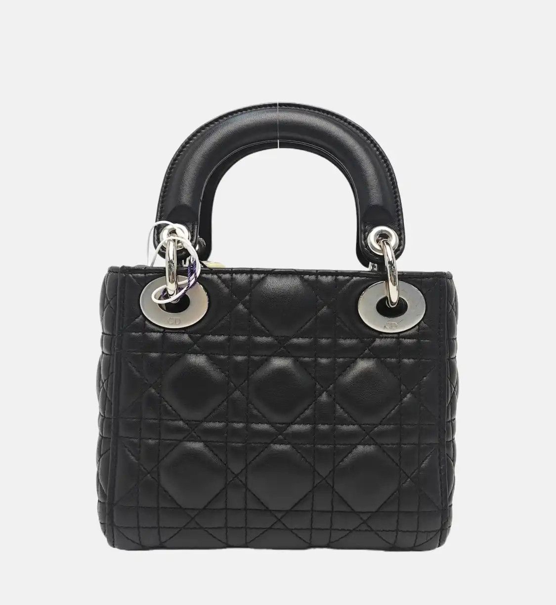 Dior DIOR Lady Dior black sheepskin rattan plaid quilted Lady mini shoulder bag handb Size ONE SIZE - 5 Thumbnail