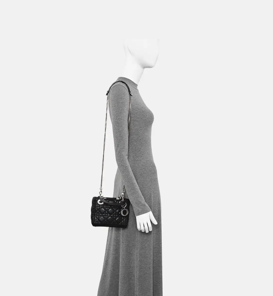 Dior DIOR Lady Dior black sheepskin rattan plaid quilted Lady mini shoulder bag handb Size ONE SIZE - 2 Thumbnail