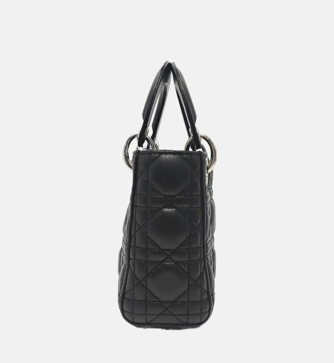 Dior DIOR Lady Dior black sheepskin rattan plaid quilted Lady mini shoulder bag handb Size ONE SIZE - 4 Thumbnail