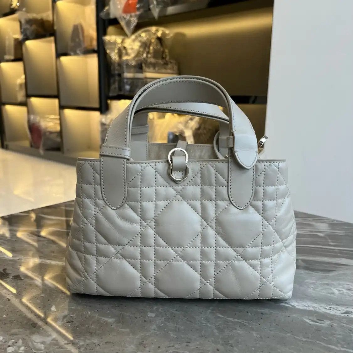 Dior DIOR Toujours Small beige cowhide leather rattan plaid quilted handbag Size ONE SIZE - 3 Thumbnail