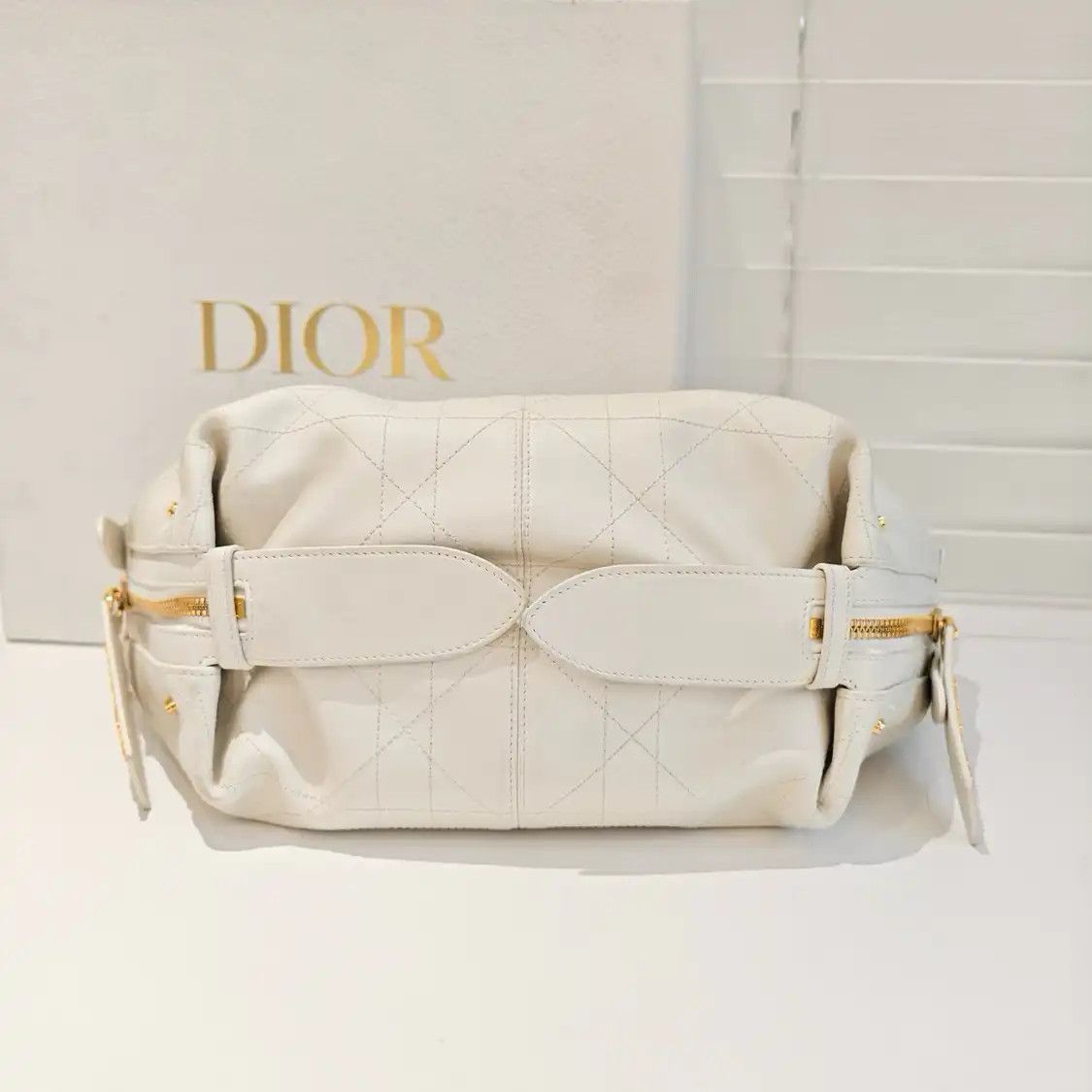 Dior DIOR D-Journey Small white cowhide leather rattan plaid quilted shoulder bag Size ONE SIZE - 5 Thumbnail