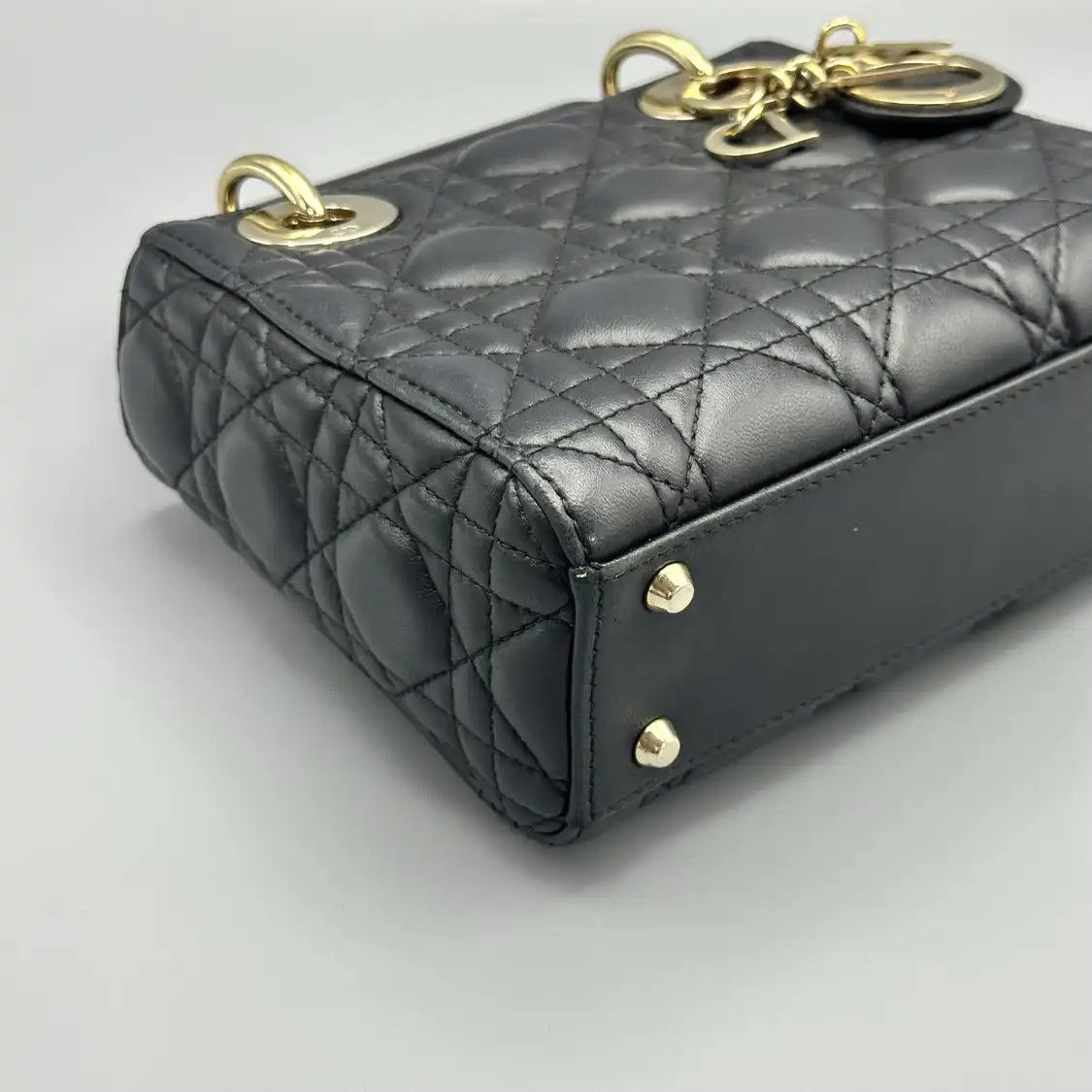 Dior DIOR Lady Dior mini black sheepskin rattan plaid quilted Lady mini shoulder bag Size ONE SIZE - 11 Thumbnail