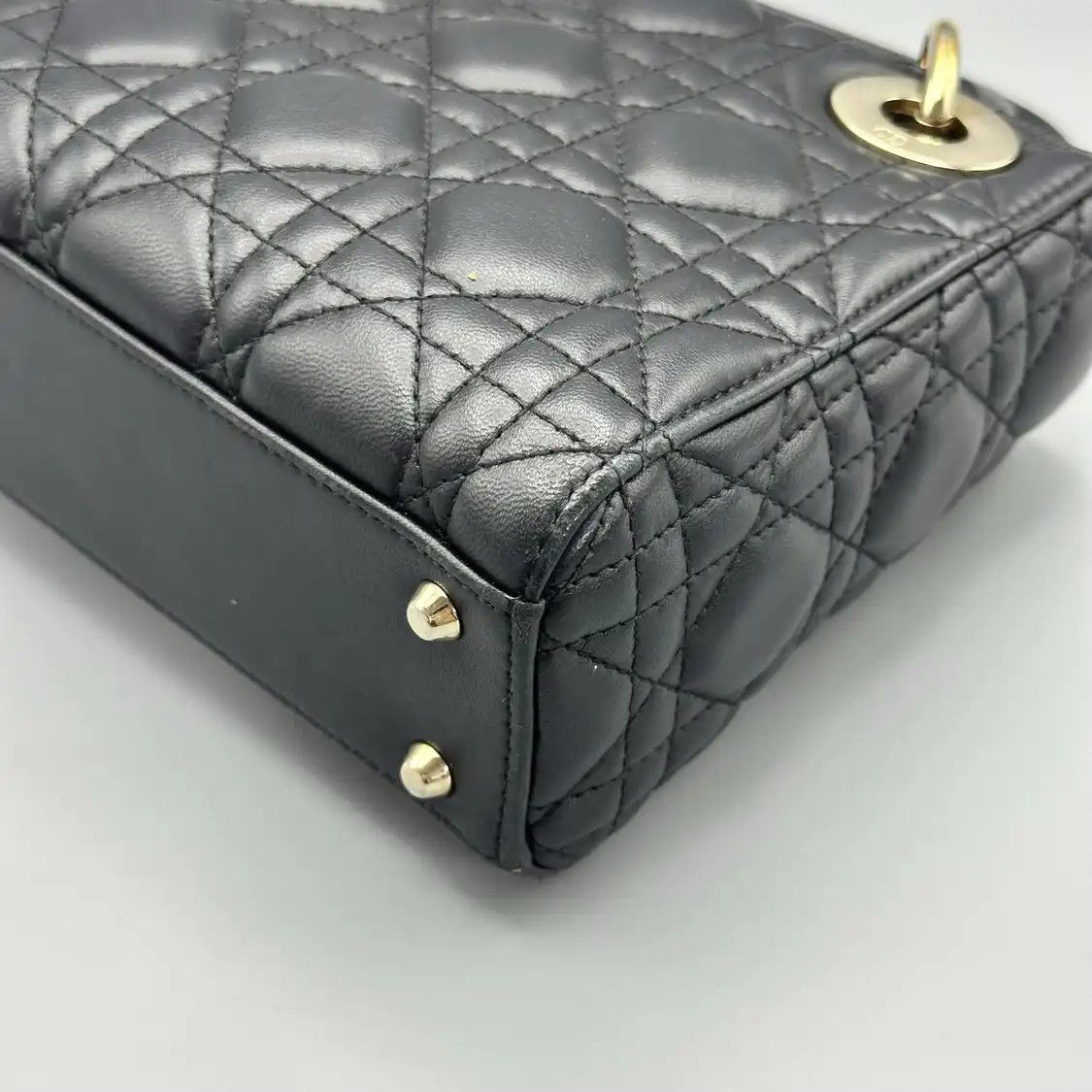 Dior DIOR Lady Dior mini black sheepskin rattan plaid quilted Lady mini shoulder bag Size ONE SIZE - 12 Thumbnail