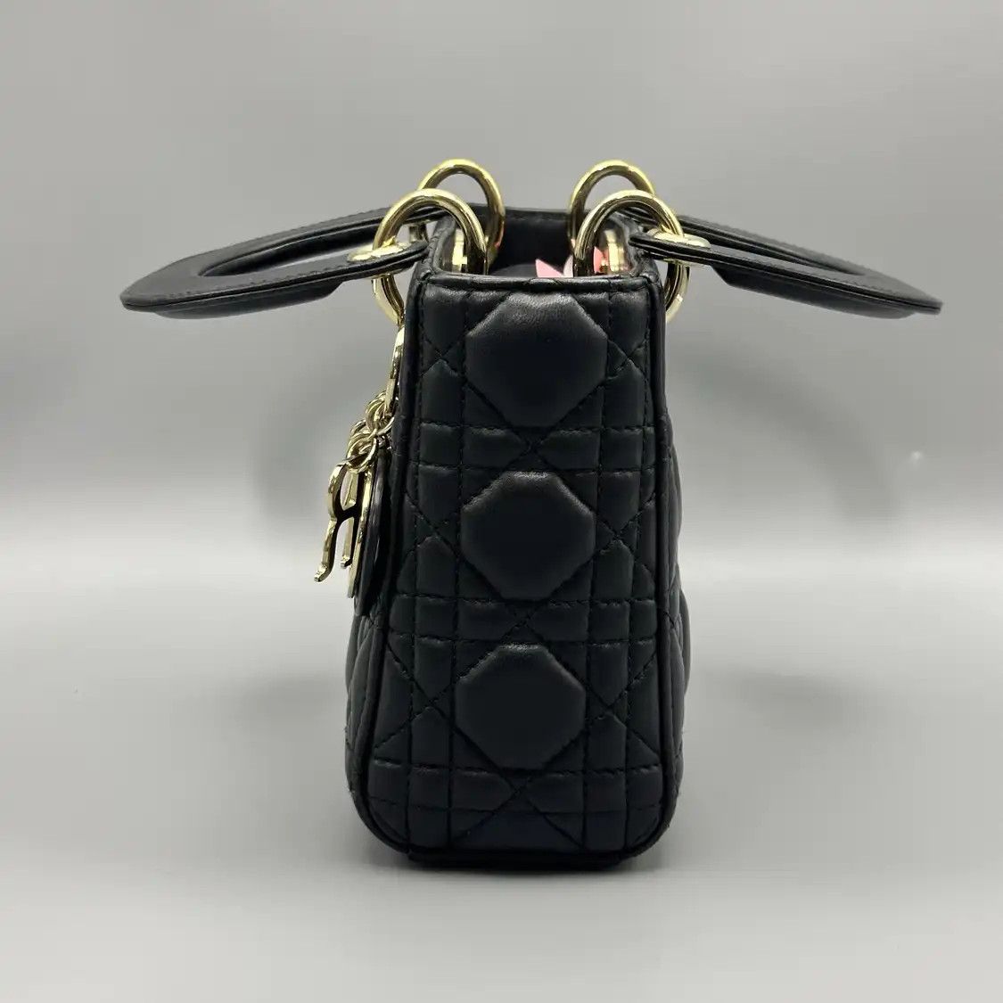 Dior DIOR Lady Dior mini black sheepskin rattan plaid quilted Lady mini shoulder bag Size ONE SIZE - 3 Thumbnail