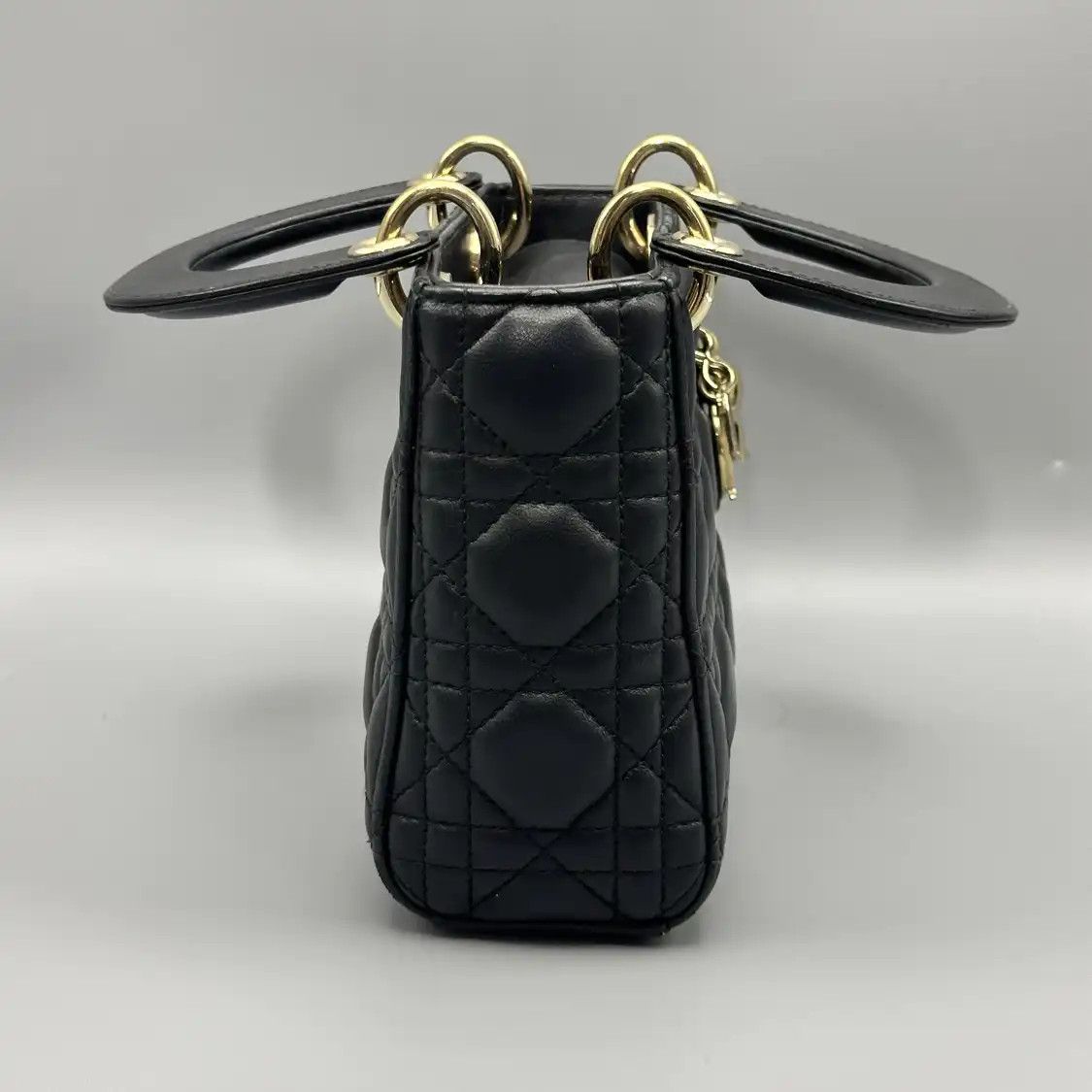 Dior DIOR Lady Dior mini black sheepskin rattan plaid quilted Lady mini shoulder bag Size ONE SIZE - 2 Thumbnail