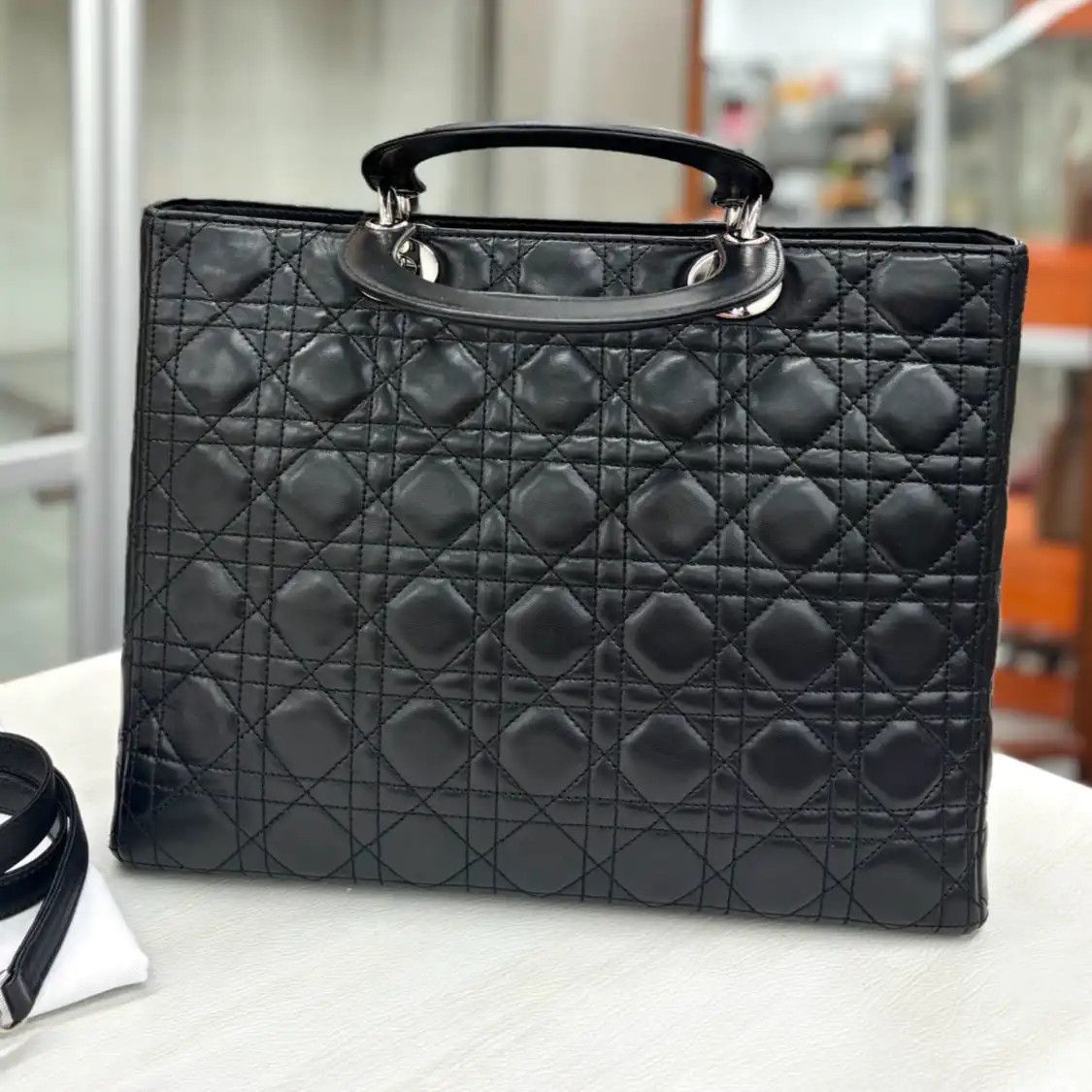 Dior DIOR Lady Dior Large black sheepskin rattan plaid quilted Lady Large crossbody b Size ONE SIZE - 3 Thumbnail