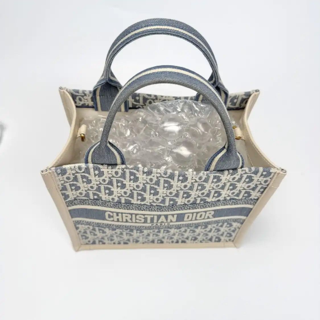 Dior DIOR Book Tote Small blue canvas monogram jacquard handbag detachable strap Size ONE SIZE - 5 Thumbnail