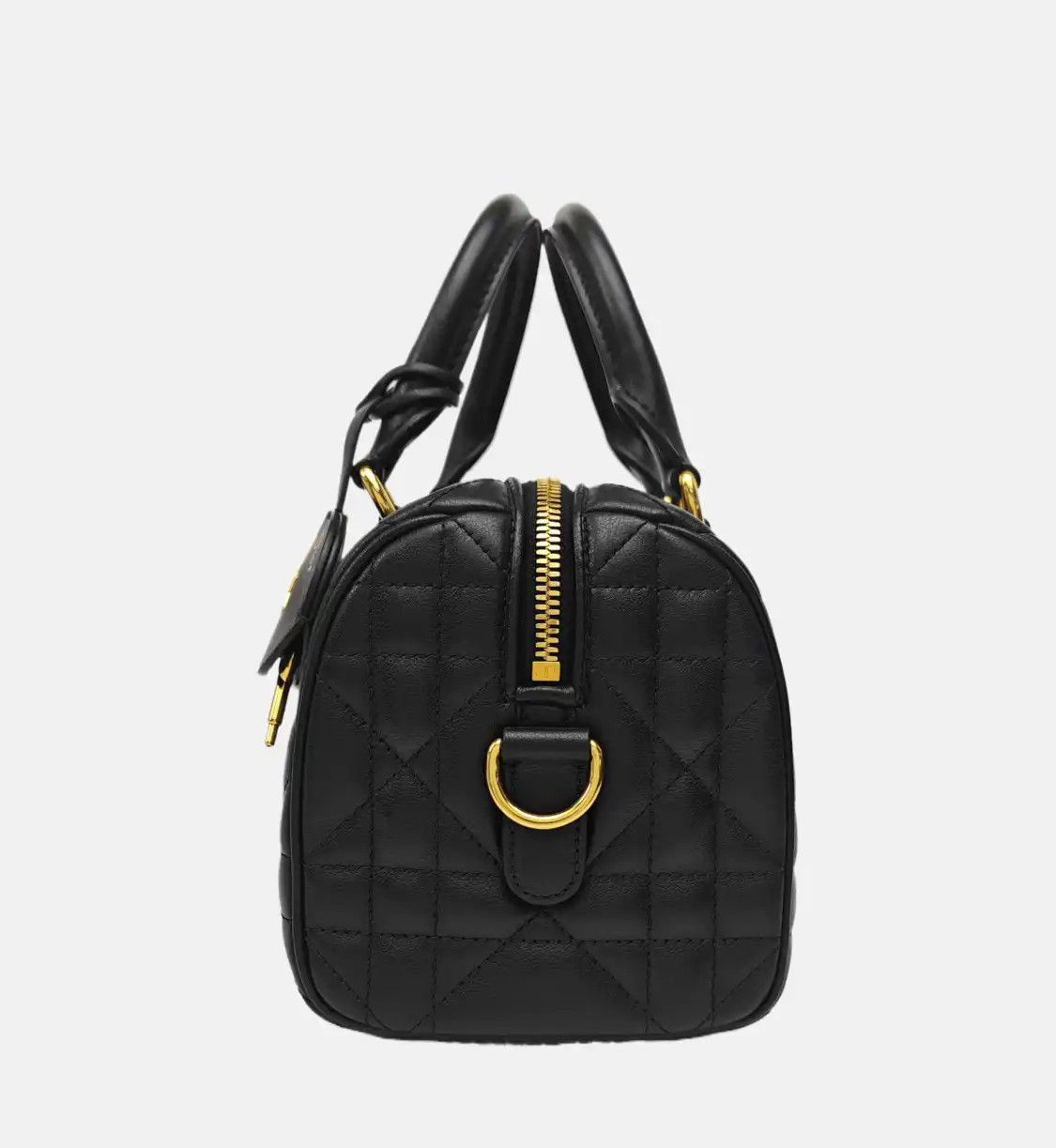 Dior DIOR Groove black cowhide leather rattan plaid quilted Boston bag shoulder bag h Size ONE SIZE - 3 Thumbnail