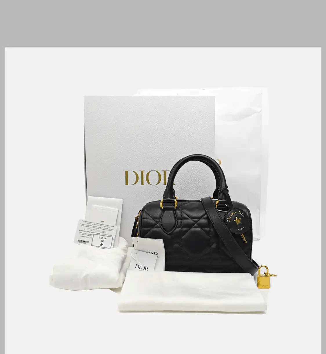 Dior DIOR Groove black cowhide leather rattan plaid quilted Boston bag shoulder bag h Size ONE SIZE - 8 Thumbnail