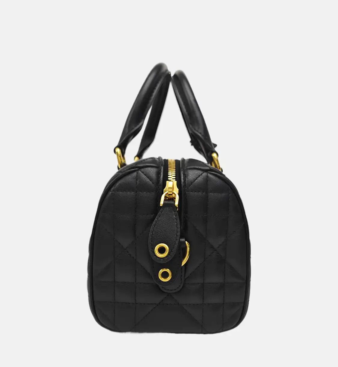 Dior DIOR Groove black cowhide leather rattan plaid quilted Boston bag shoulder bag h Size ONE SIZE - 4 Thumbnail