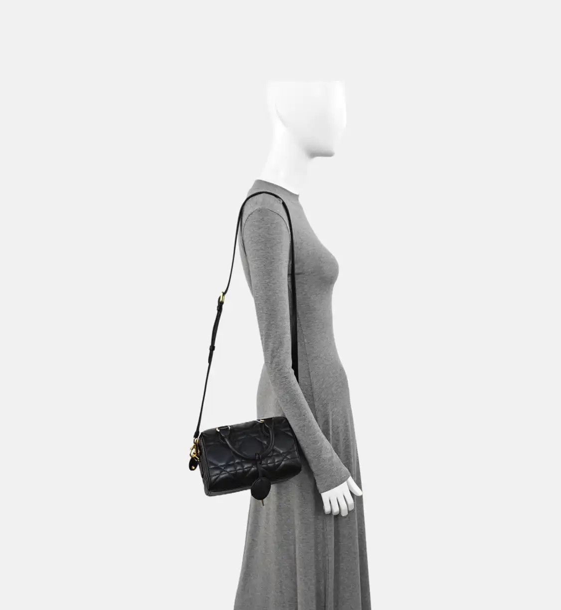 Dior DIOR Groove black cowhide leather rattan plaid quilted Boston bag shoulder bag h Size ONE SIZE - 2 Thumbnail