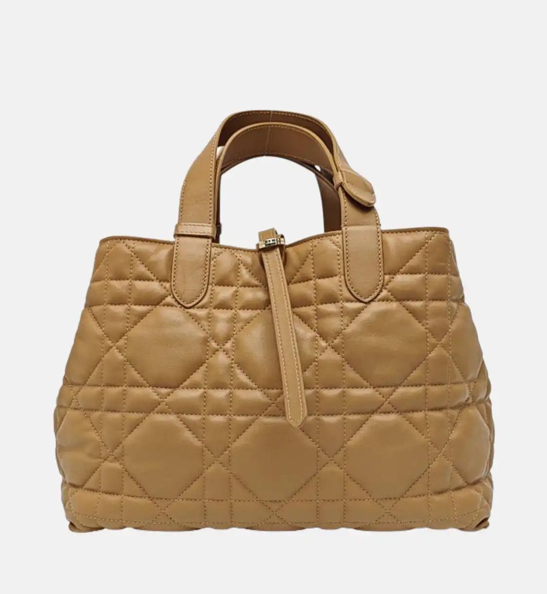 Dior DIOR Toujours Medium gold cowhide leather rattan plaid quilted handbag gold hard Size ONE SIZE - 5 Thumbnail