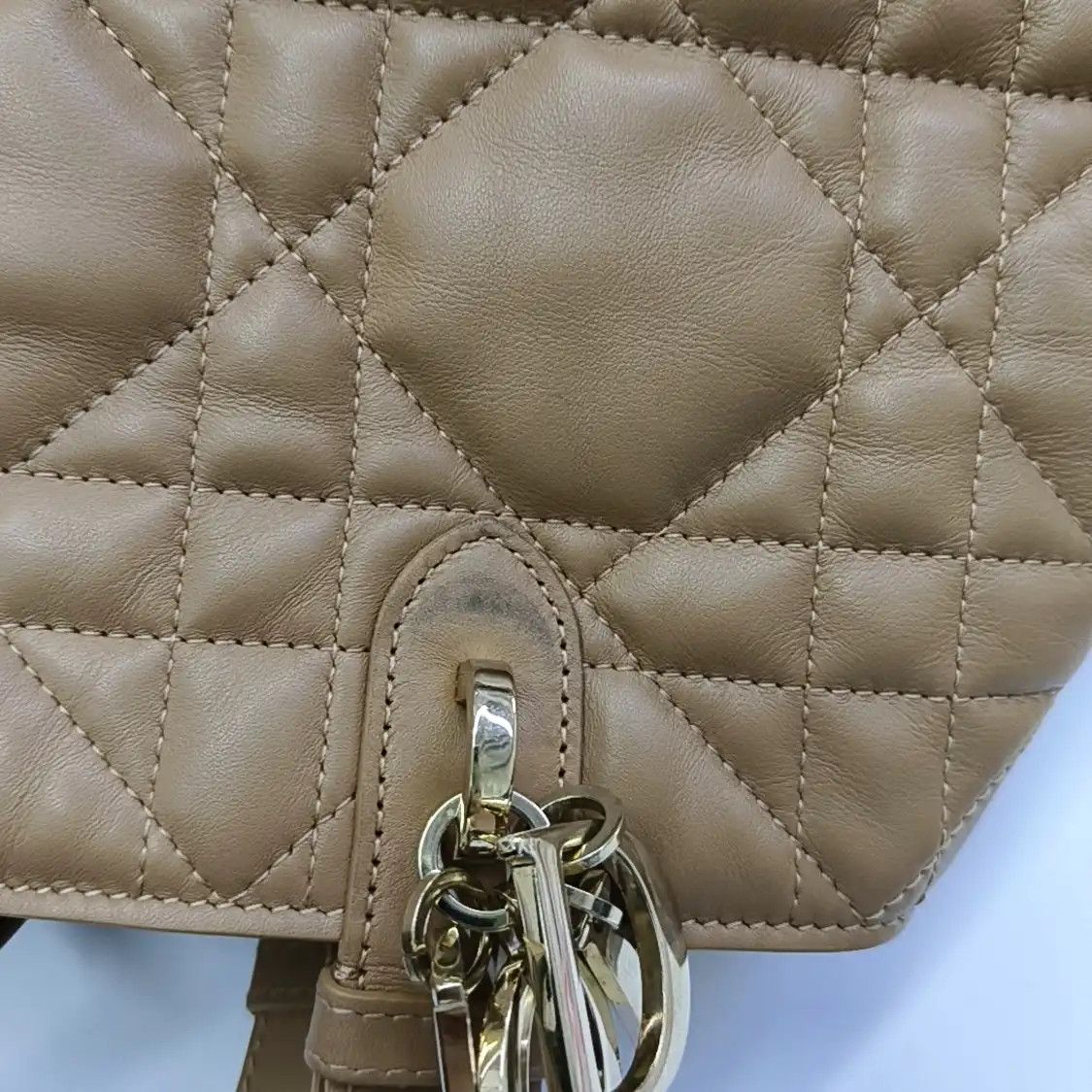 Dior DIOR Toujours Medium gold cowhide leather rattan plaid quilted handbag gold hard Size ONE SIZE - 11 Thumbnail